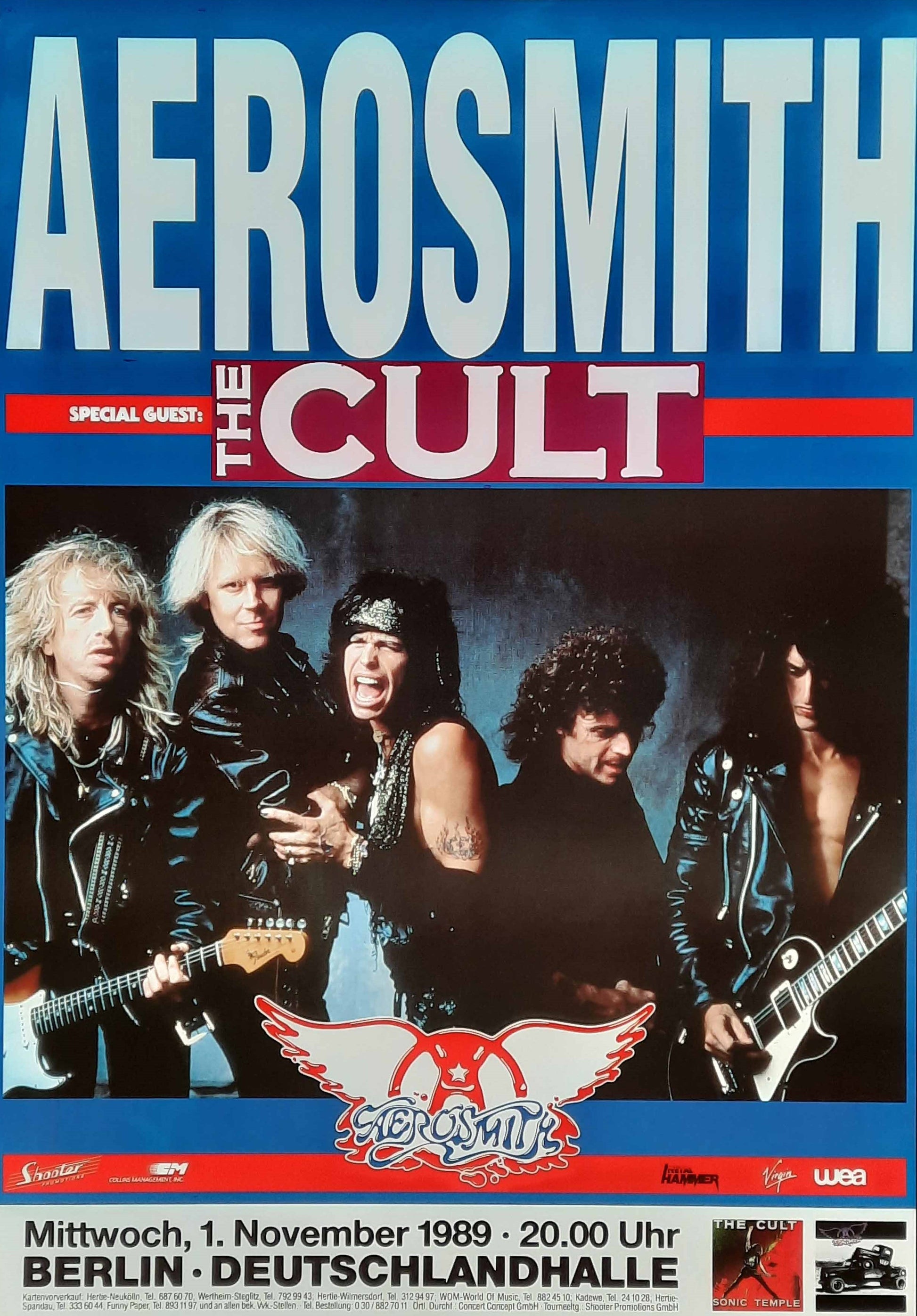AEROSMITH Original Concert Poster November 1, 1989 Berlin Germany