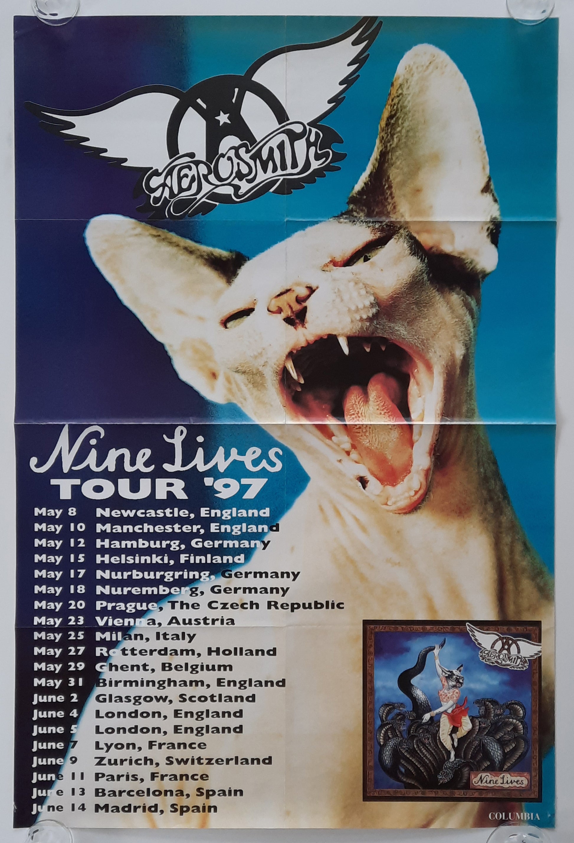 AEROSMITH Original Tour Poster - 1997 Nine Lives European Tour 2