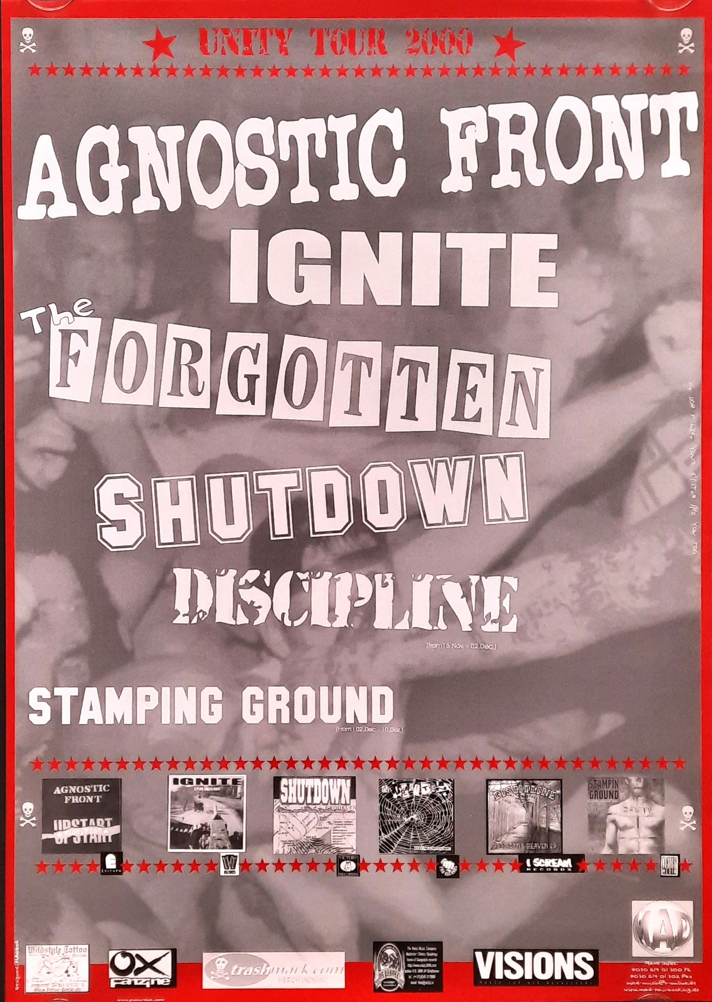 AGNOSTIC FRONT - IGNITE Original Concert Poster 2000 Europe Germany 1
