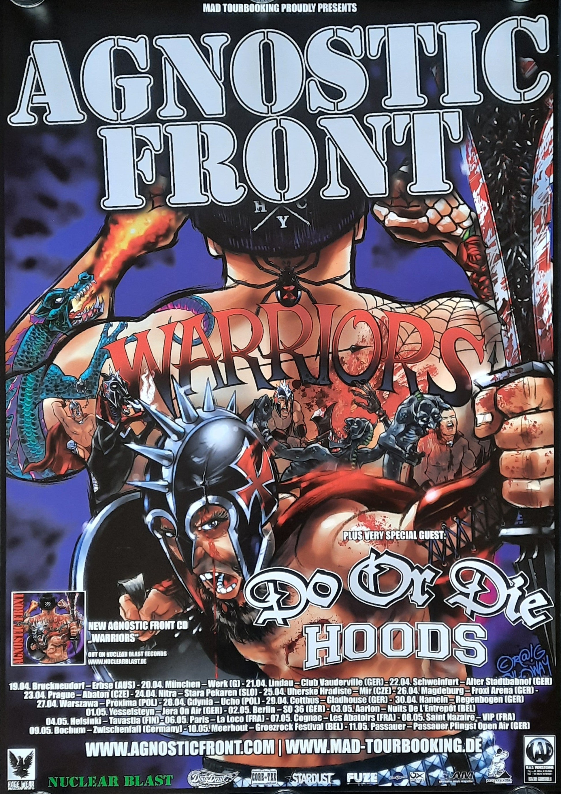 AGNOSTIC FRONT Original Concert Poster 2007 Germany Europe 1