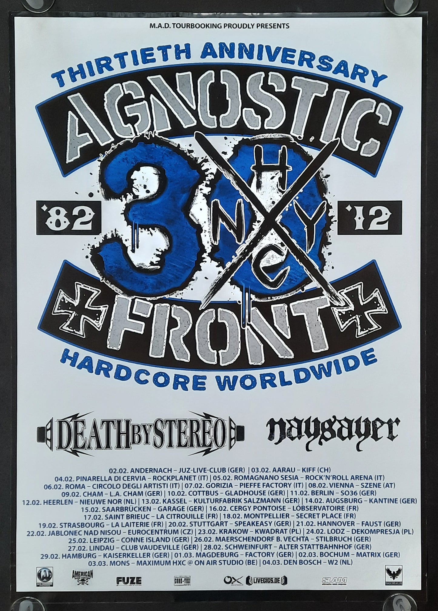 AGNOSTIC FRONT Original Concert Poster 2012 Anniversary Tour 1