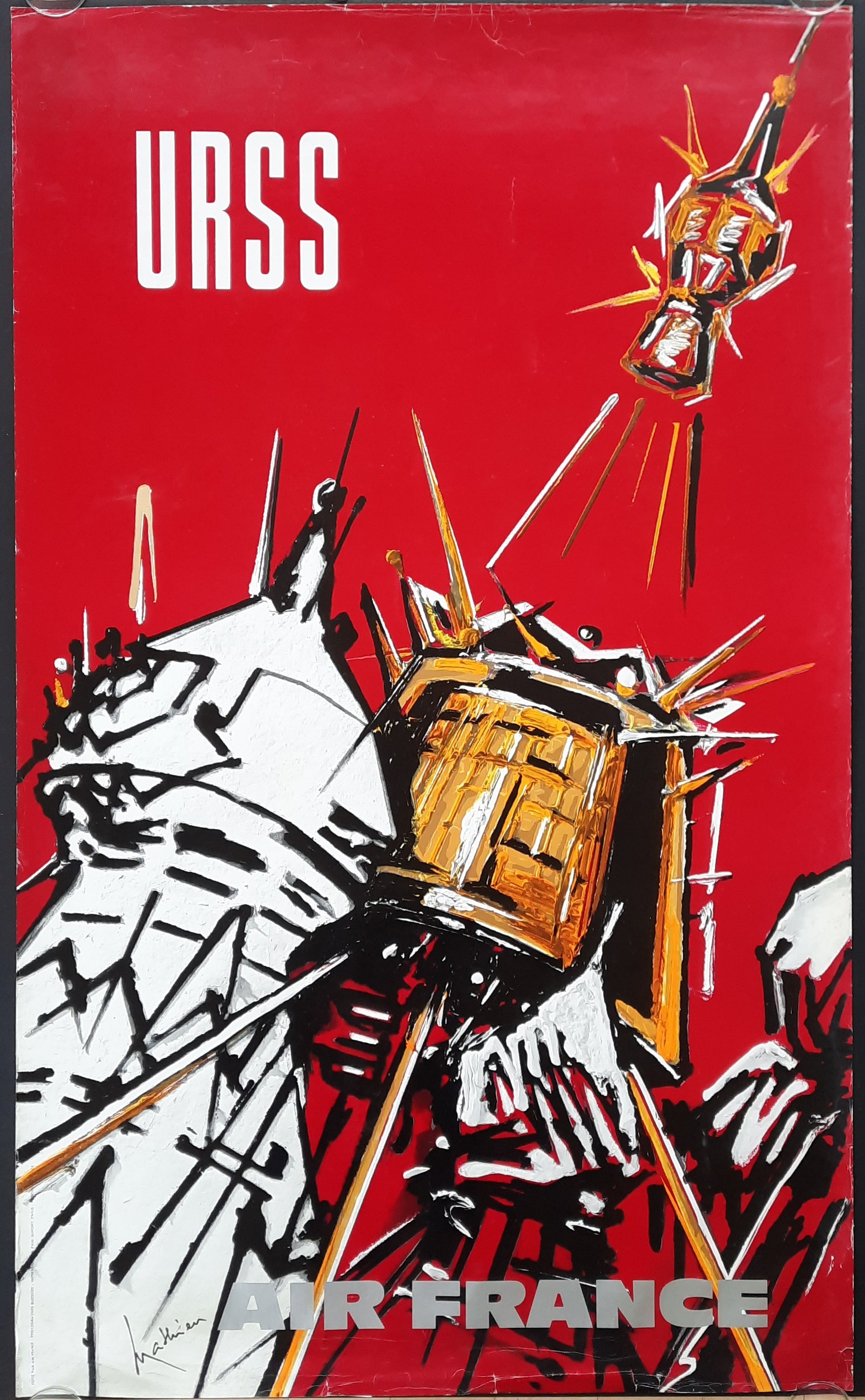 AIR FRANCE - USSR 1960s Original Advertising Poster  by Georges Mathieu