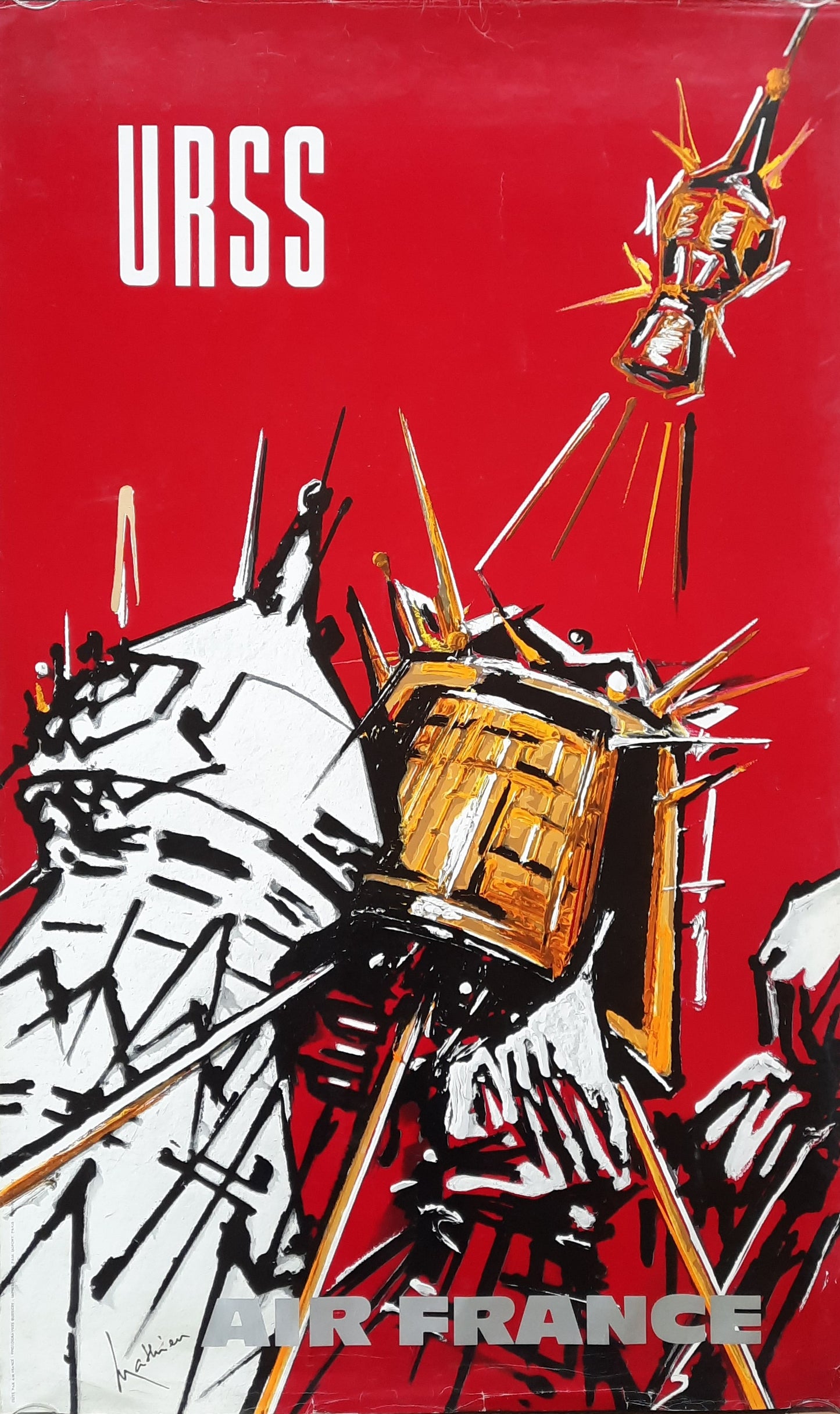 AIR FRANCE - USSR 1960s Original Advertising Poster  by Georges Mathieu