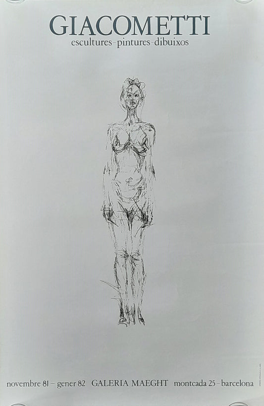 ALBERTO GIACOMETTI Original Exhibition Poster 1981 "escultures - pintures - dibuixos" by Galeria Maeght, Barcelona, Spain