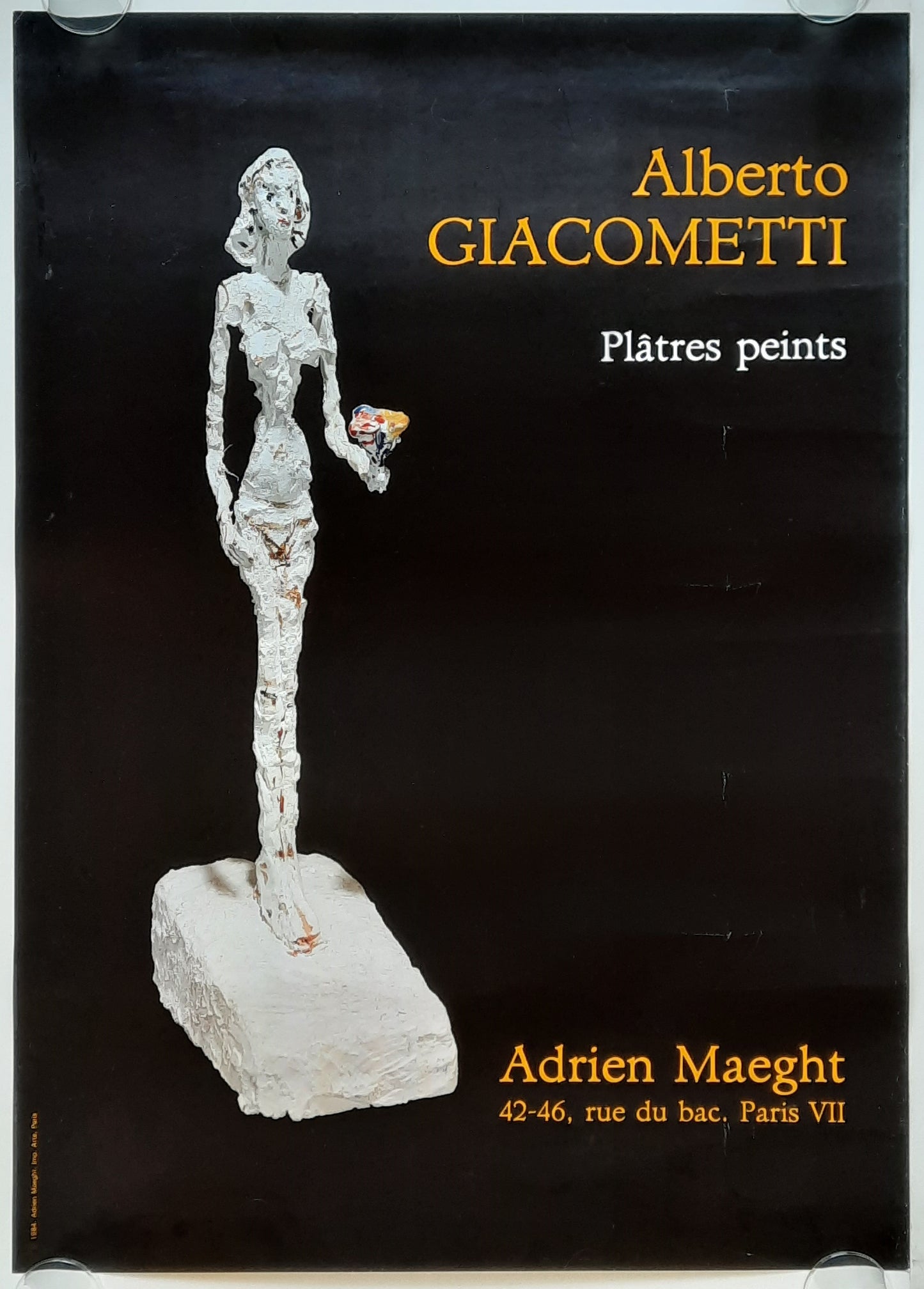 ALBERTO GIACOMETTI Original Exhibition Poster 1984 "Plâtres peints" by Adrien Maeght, Paris 2