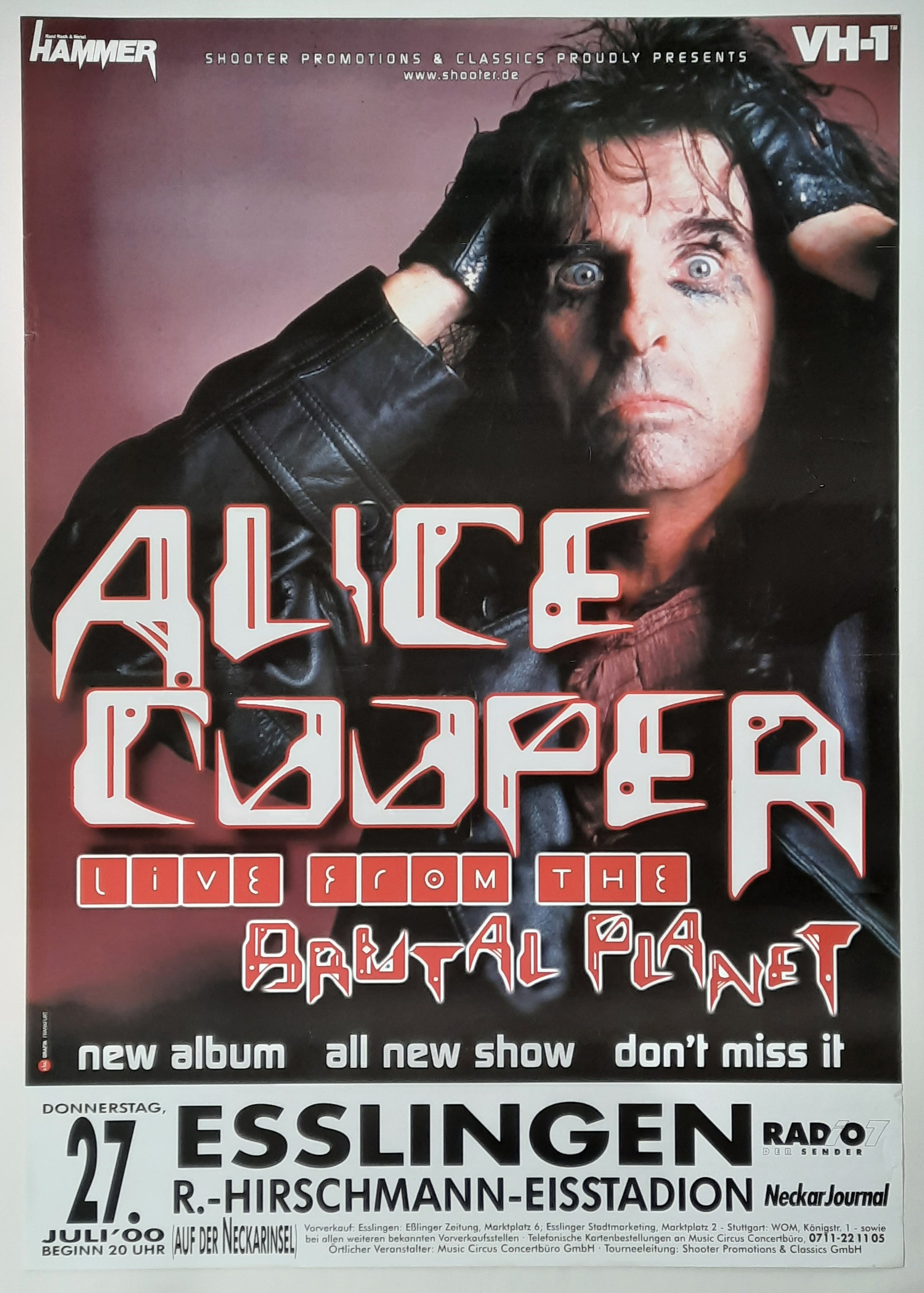 ALICE COOPER Original Concert Poster July 27, 2000 Esslingen Germany 2