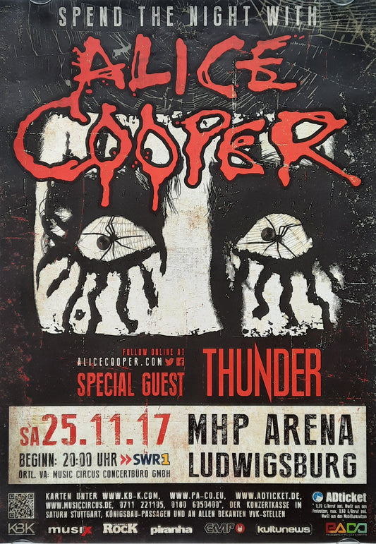 ALICE COOPER Original Concert Poster November 17, 2017 Ludwigsburg, Germany