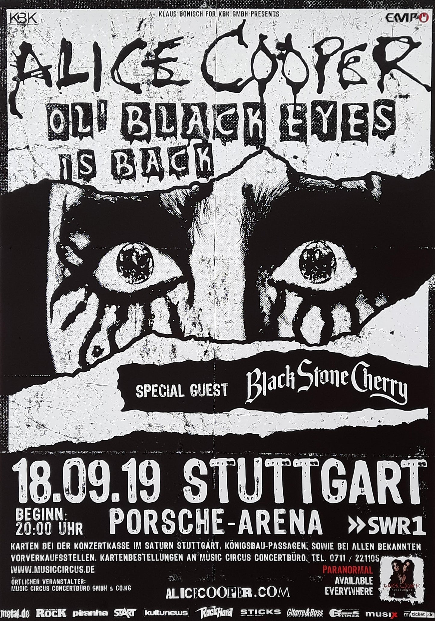 ALICE COOPER Original Concert Poster September 18, 2019 Stuttgart, Germany