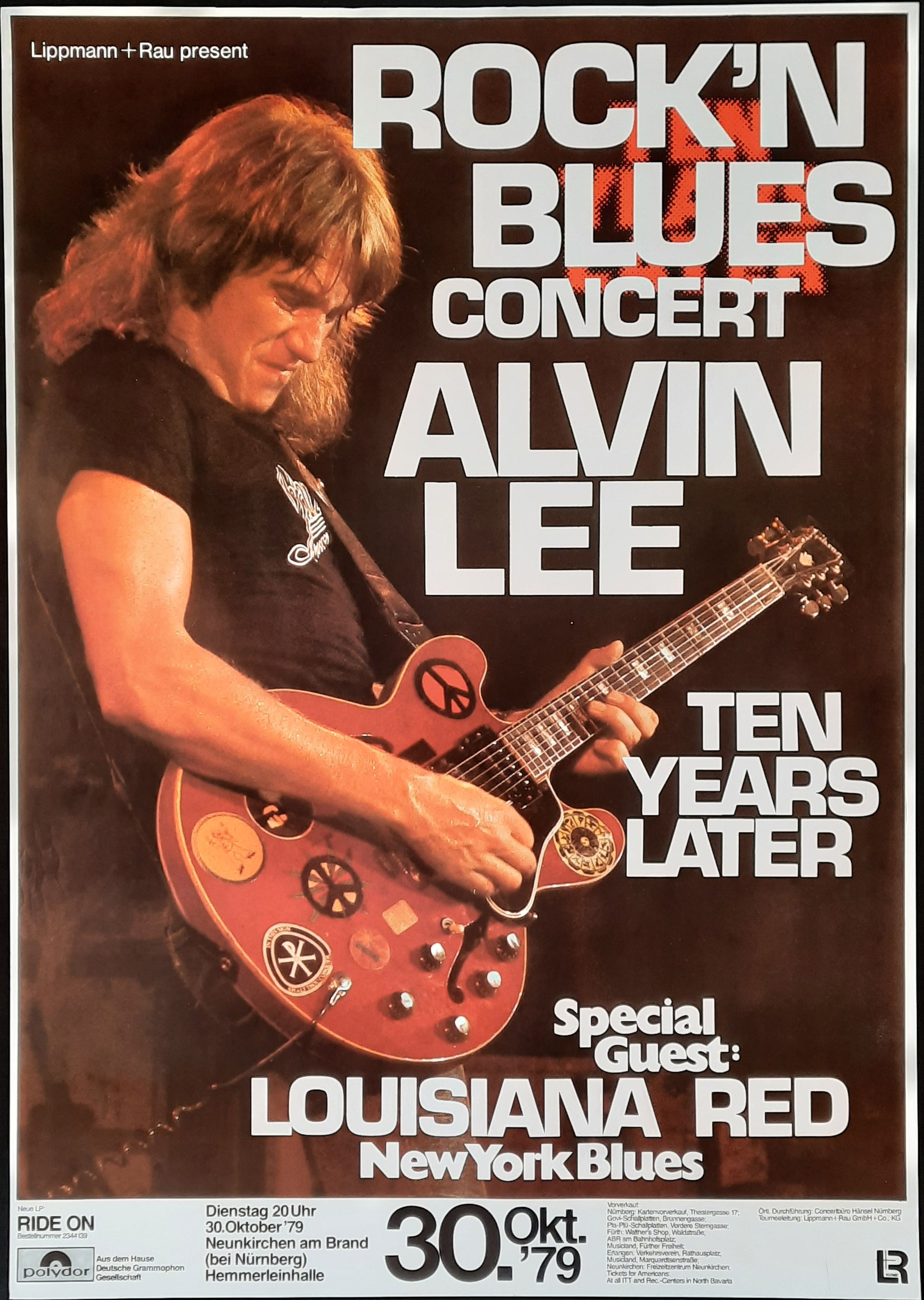 ALVIN LEE Original Concert Poster October 30, 1979 Nuremberg, Germany