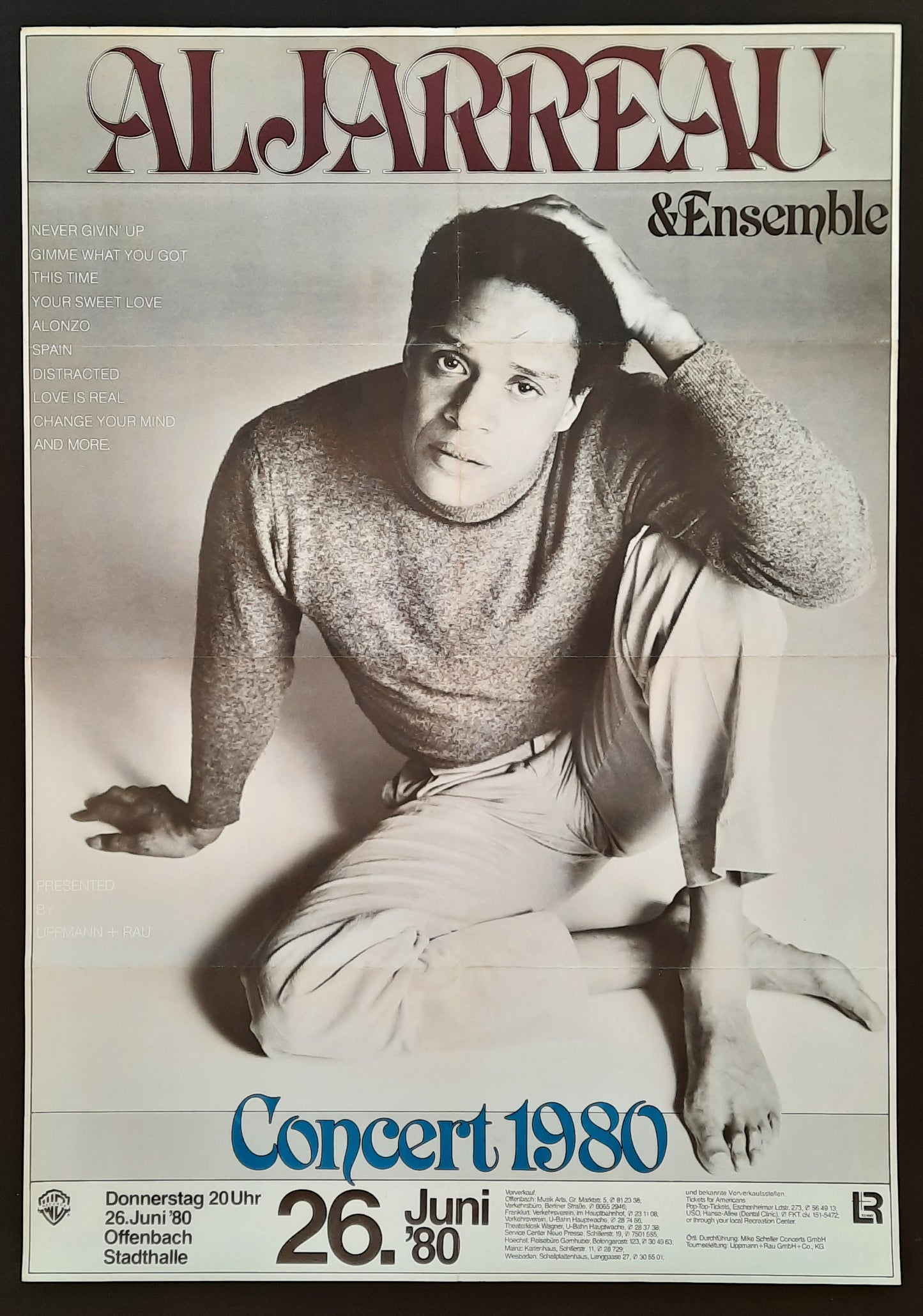 AL JARREAU Original Concert Poster July 26, 1980 Offenbach Germany 1st print 2
