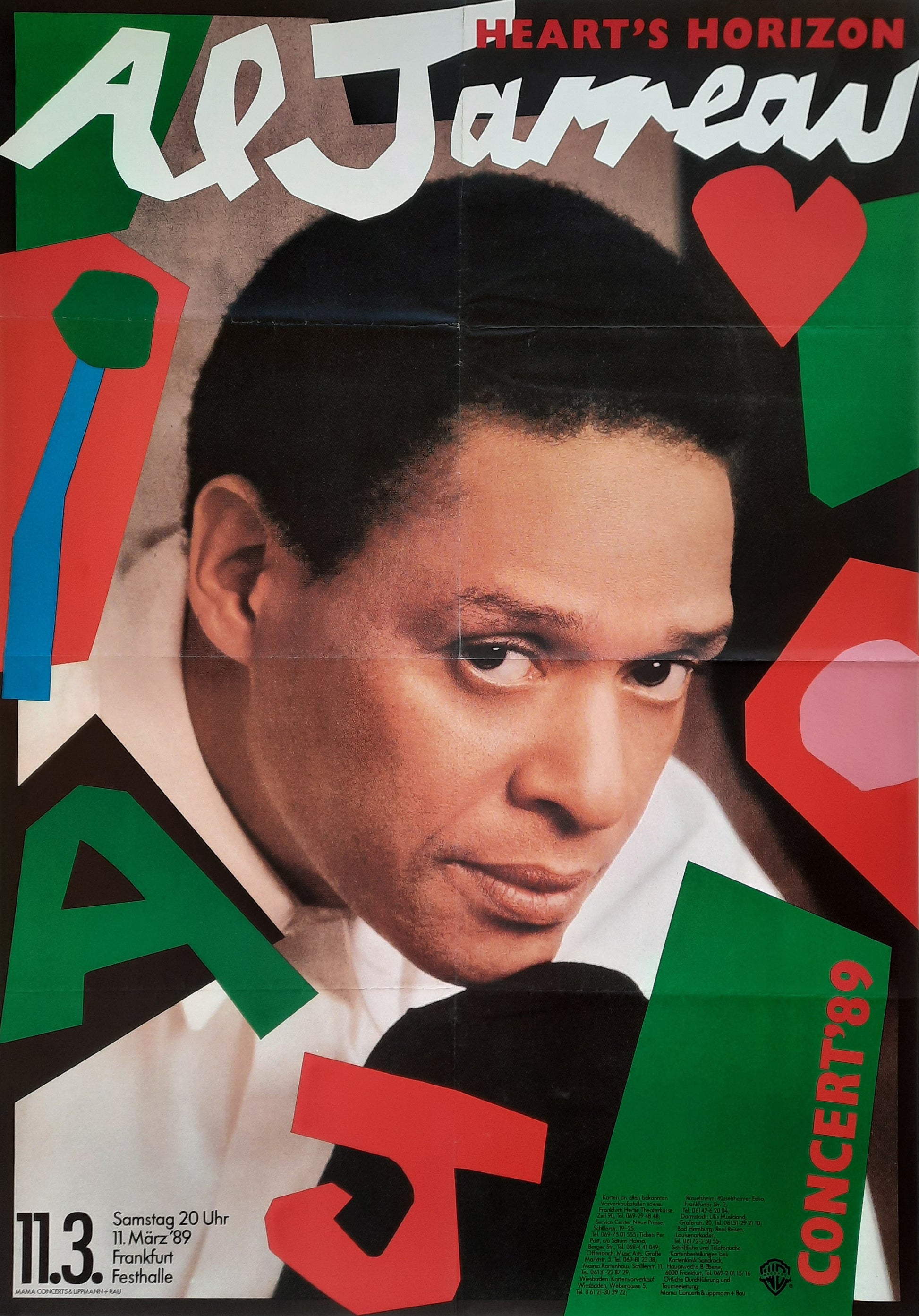 AL JARREAU Original Concert Poster March 11, 1989 Frankfurt Germany 1st print SUBWAY!!