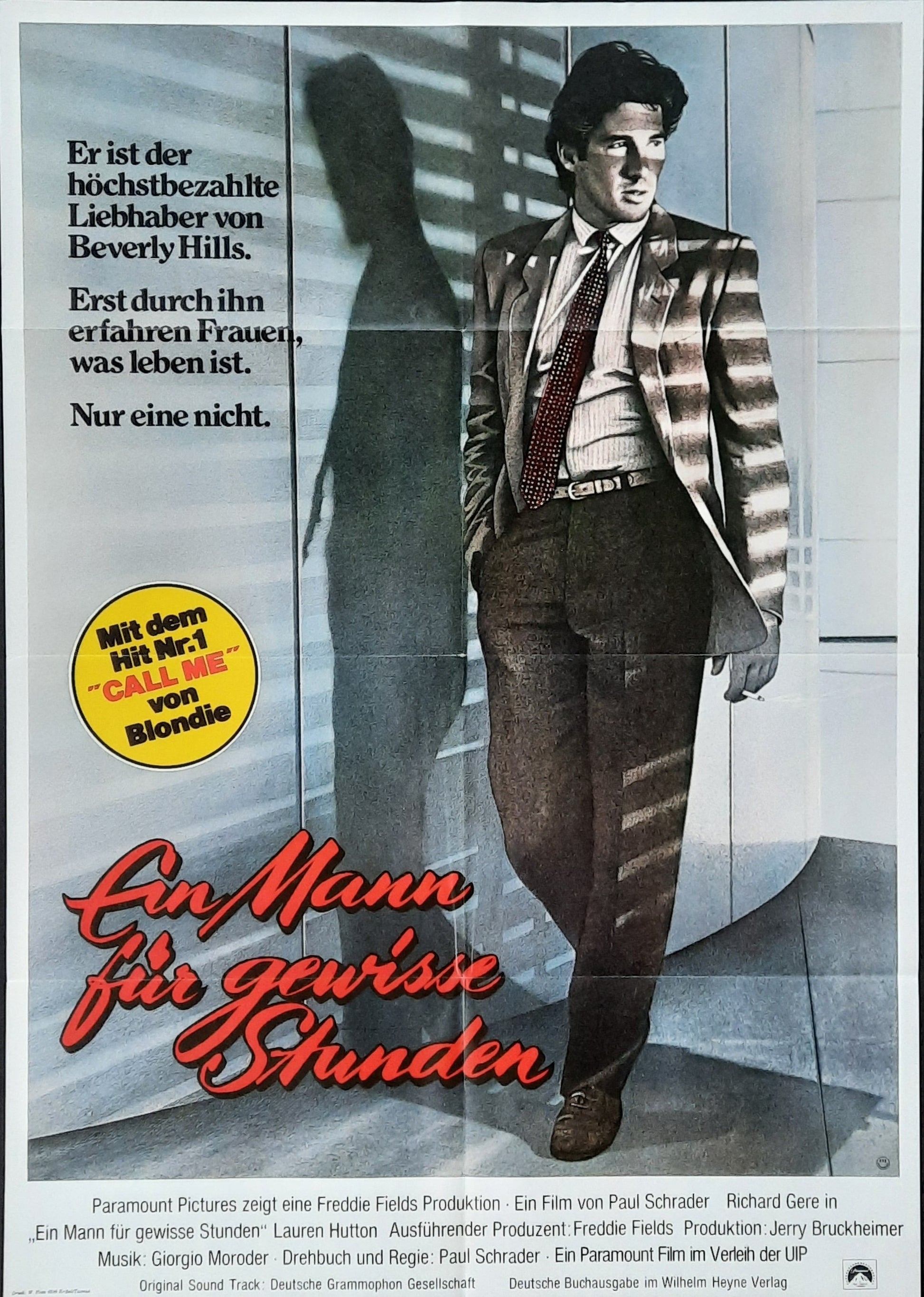 AMERICAN GIGOLO Original Movie Poster 1980 Ricard Gere German 1-Sheet