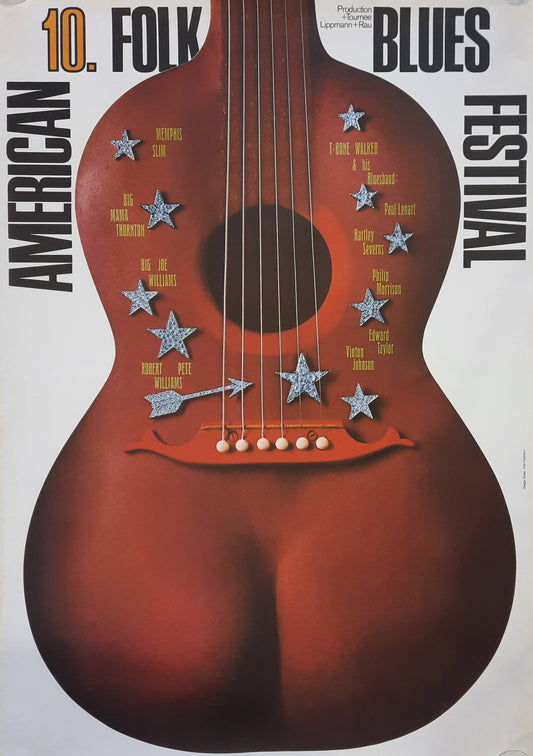 AMERICAN FOLK BLUES FESTIVAL Original Concert Poster 1972 Germany Subway Poster by Kieser