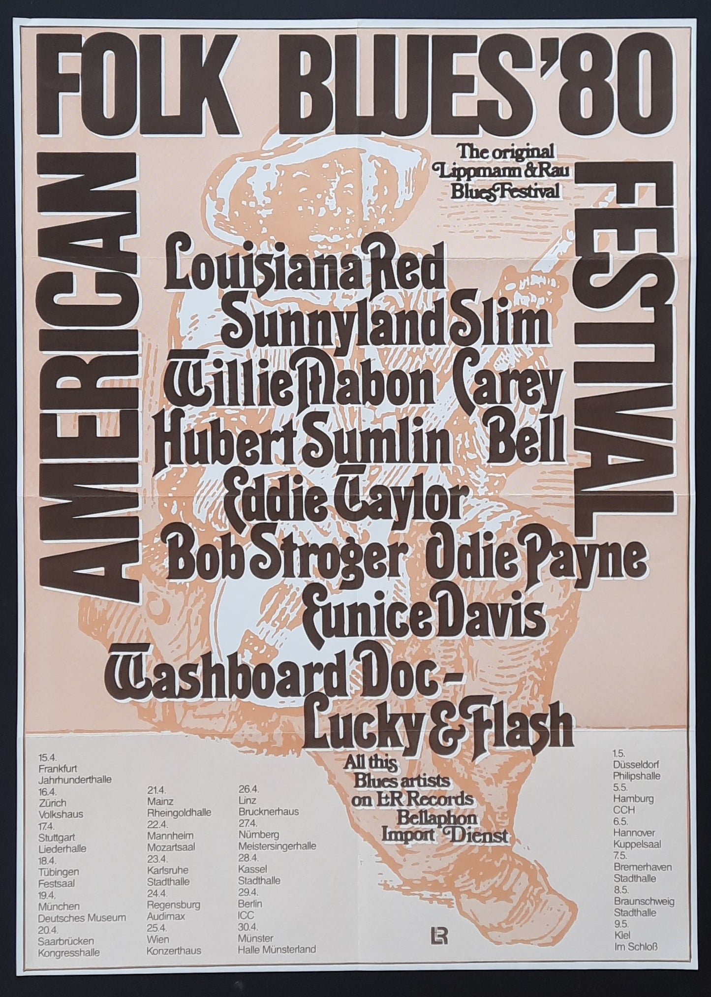 AMERICAN FOLK BLUES FESTIVAL Original Concert Poster 1980 by Kieser