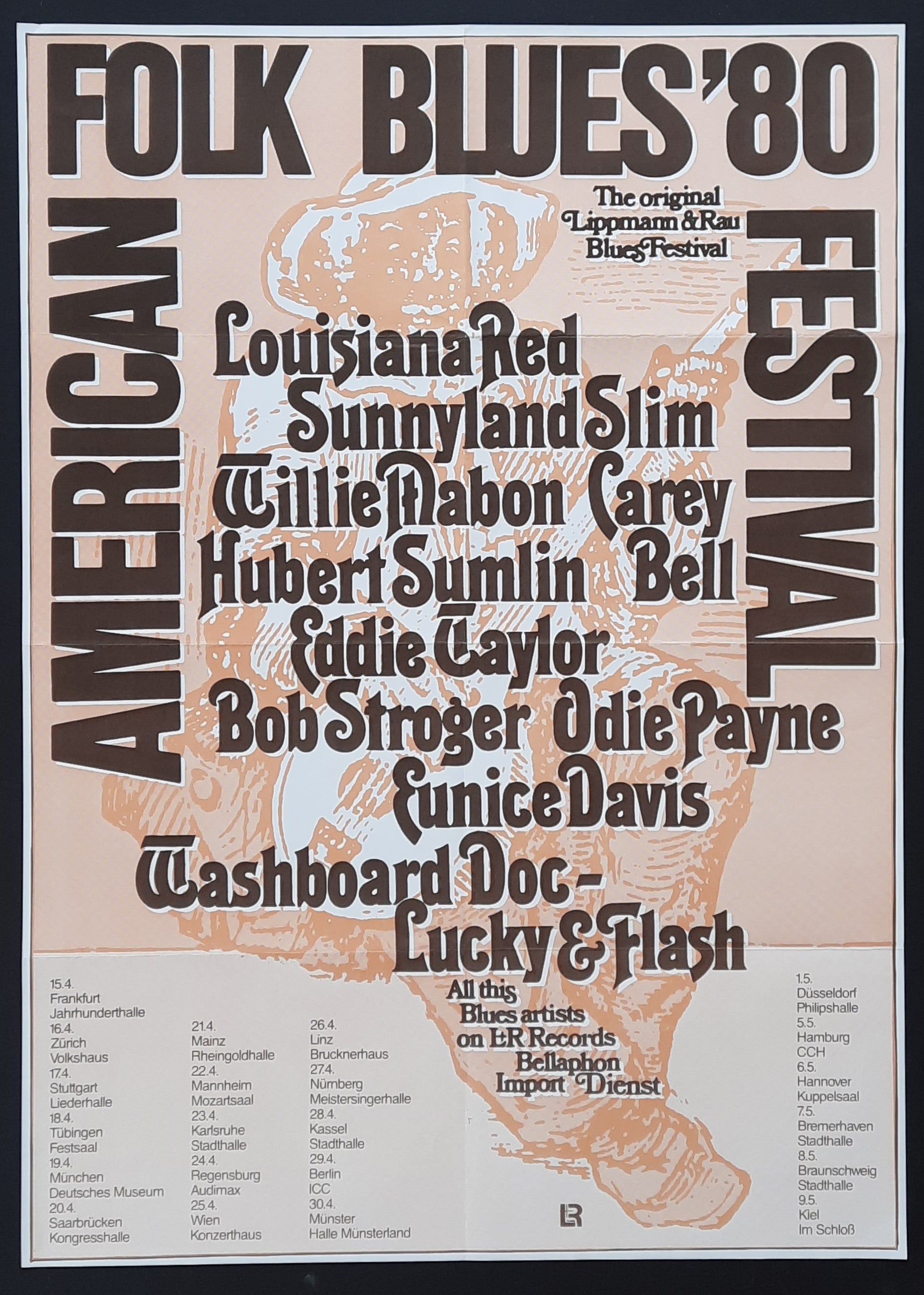 AMERICAN FOLK BLUES FESTIVAL Original Concert Poster 1980 by Kieser