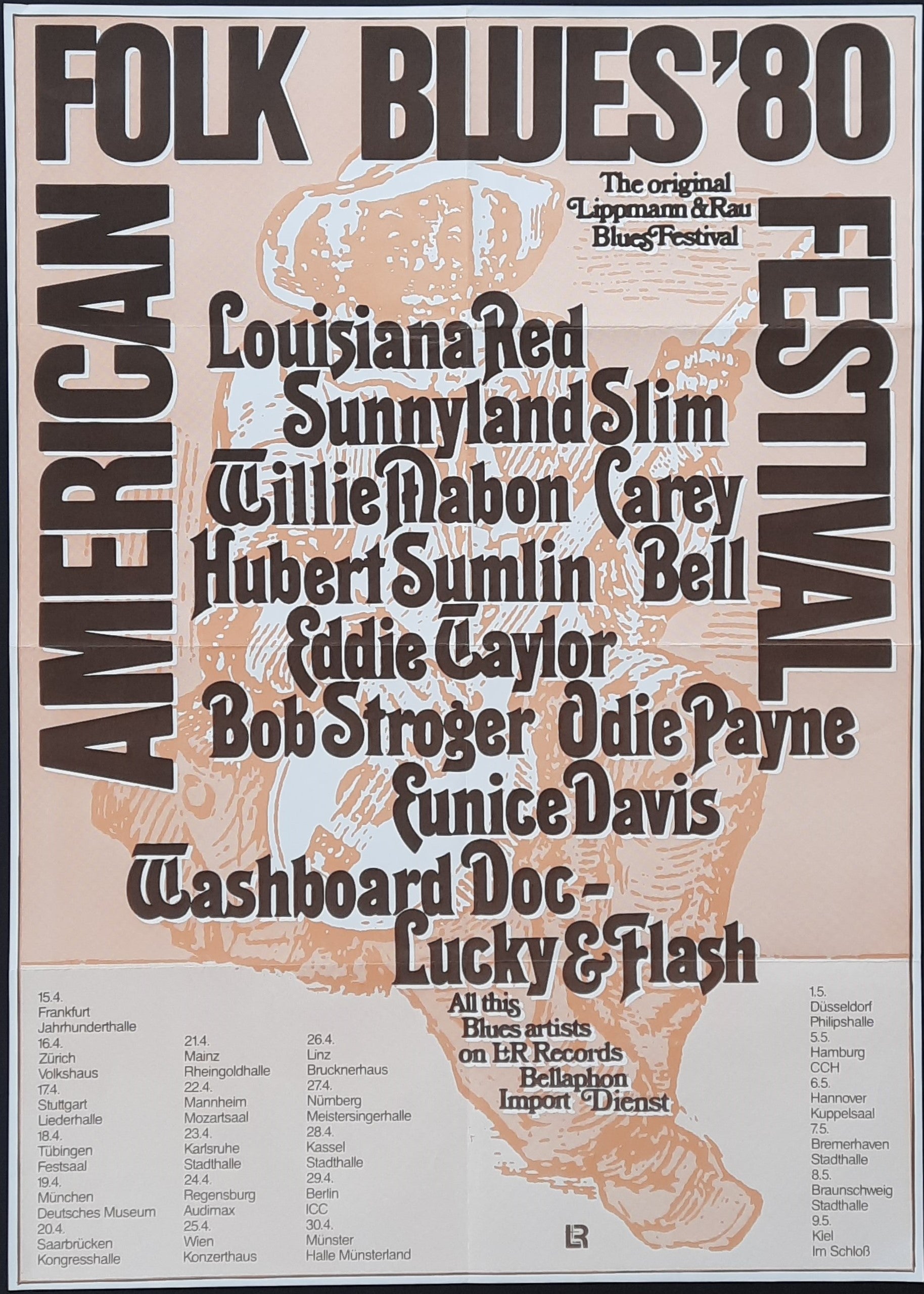 AMERICAN FOLK BLUES FESTIVAL Original Concert Poster 1980 by Kieser 1