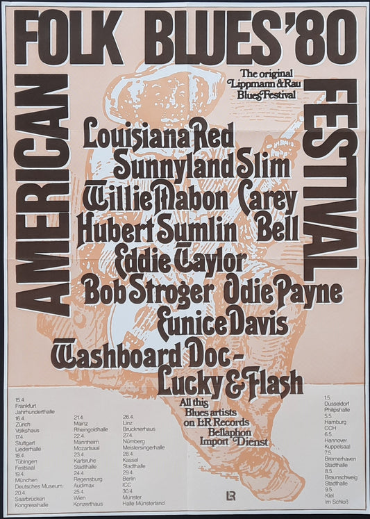 AMERICAN FOLK BLUES FESTIVAL Original Concert Poster 1980 by Kieser 1