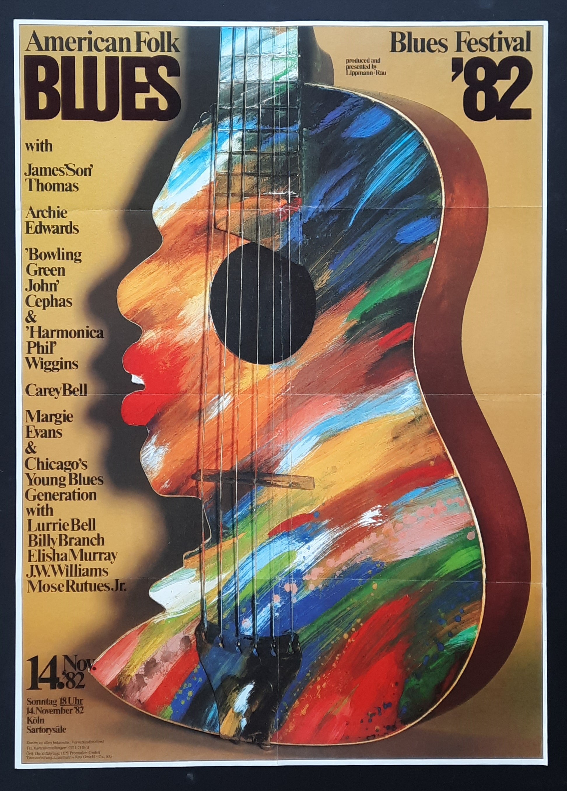 AMERICAN FOLK BLUES FESTIVAL Original Concert Poster 1982 by Kieser