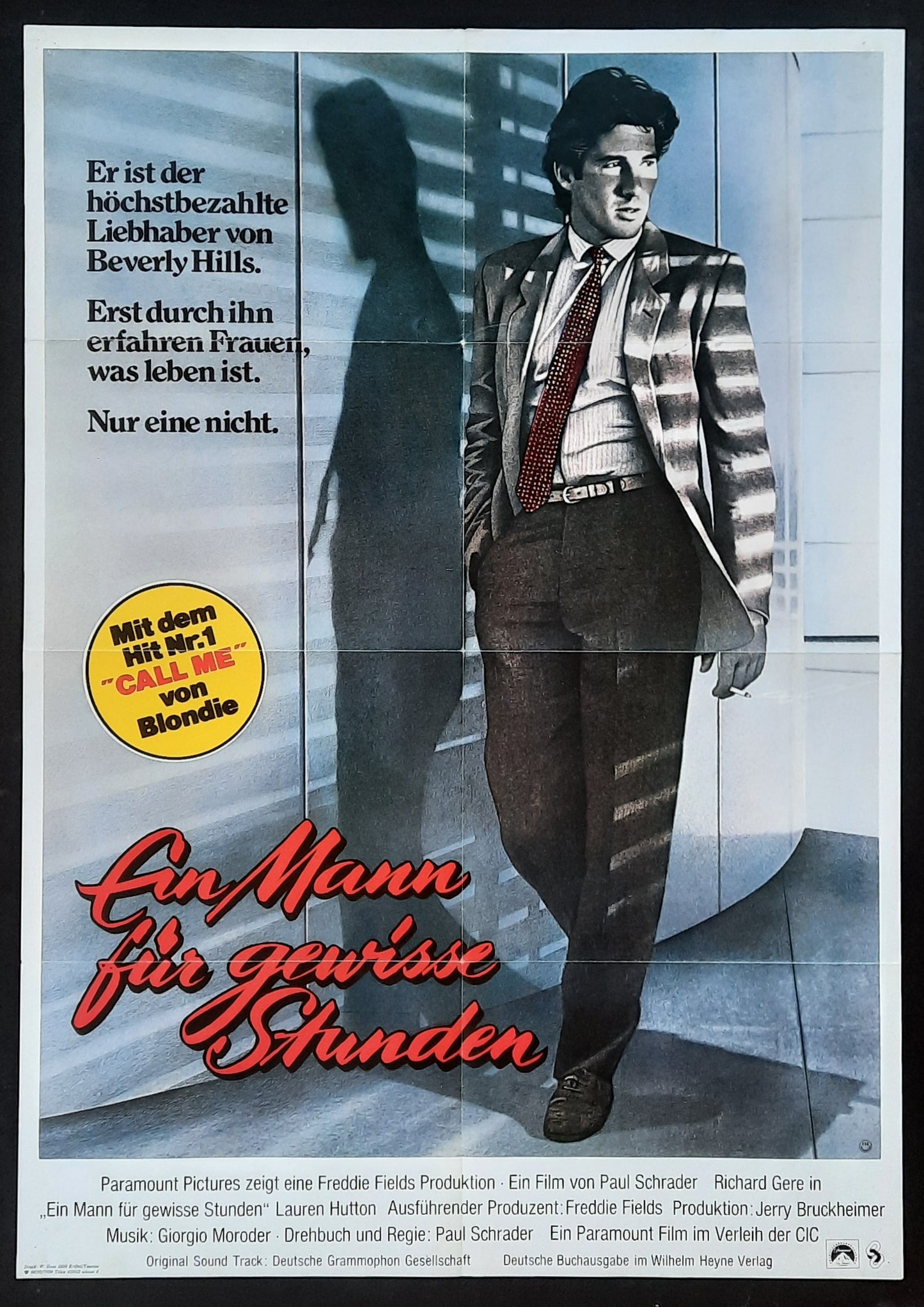 AMERICAN GIGOLO Original Movie Poster 1980 Richard Gere German 1-Sheet