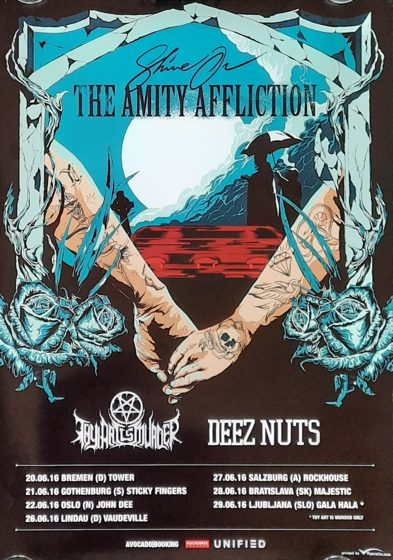 AMITY AFFLICTION Original Concert Poster 2016 European Tour 42x59d (19)