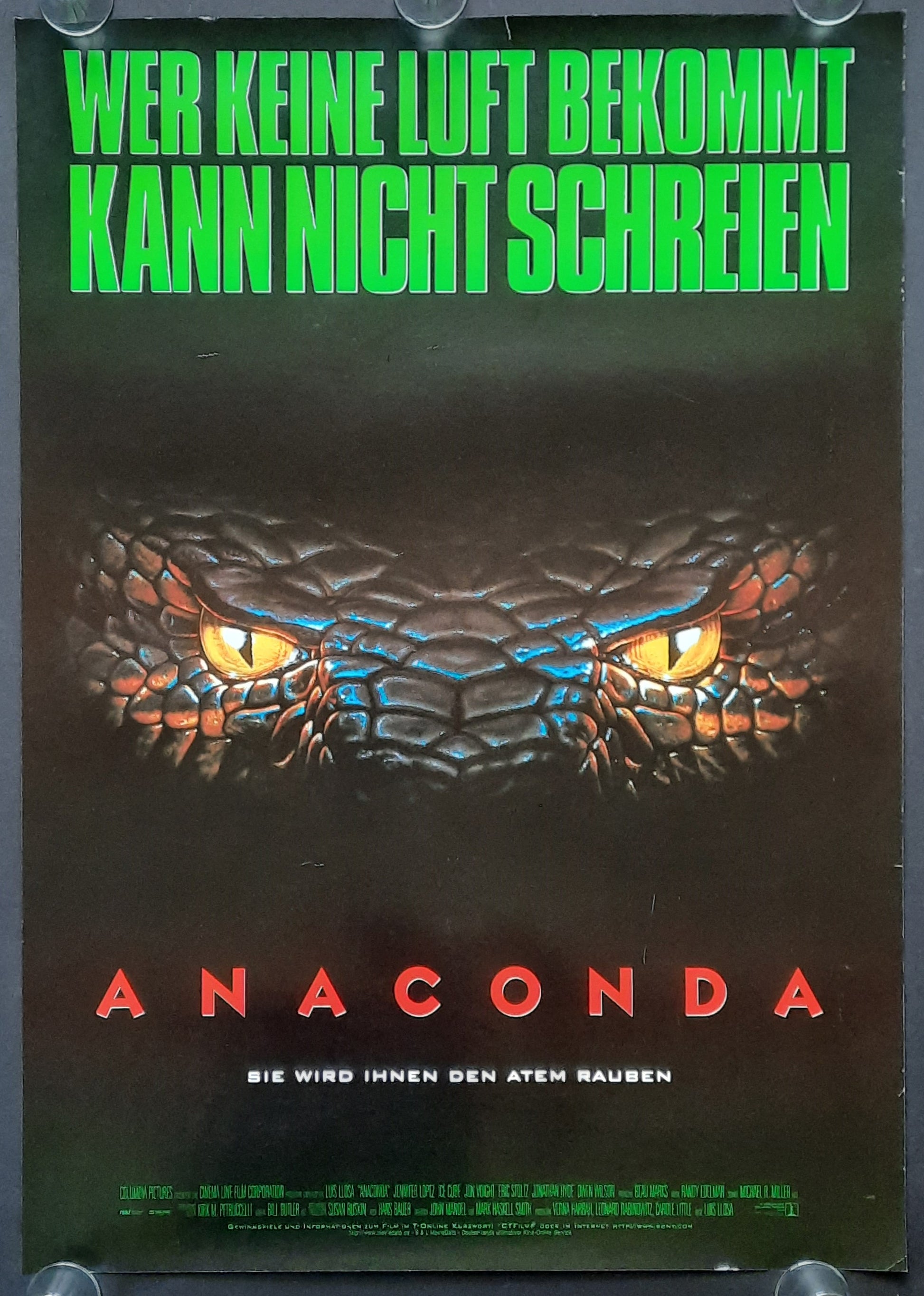 ANACONDA Original Movie Poster 1997 Jennifer Lopez German 1-Sheet ROLLED 1
