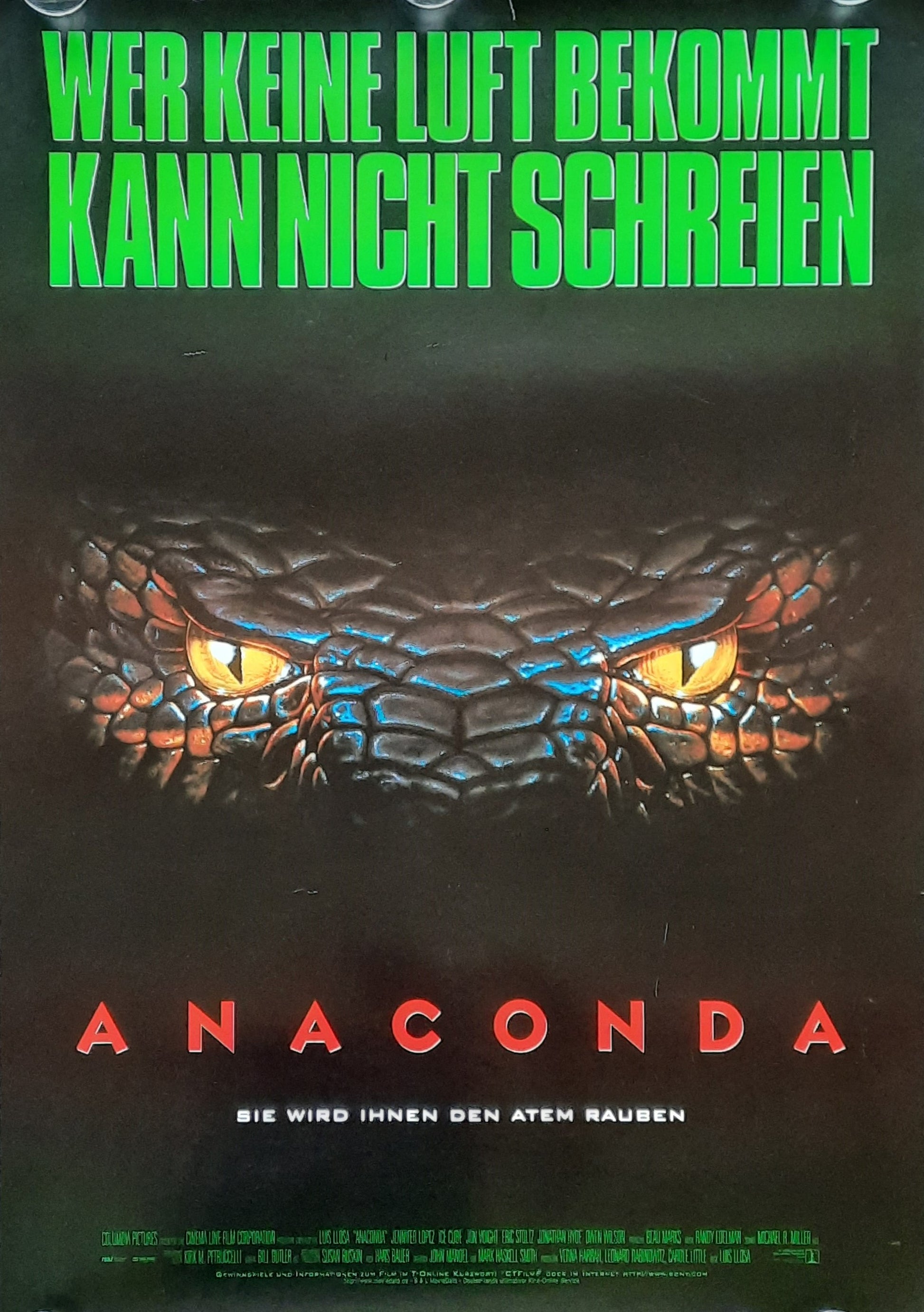 ANACONDA Original Movie Poster 1997 Jennifer Lopez German 1-Sheet ROLLED