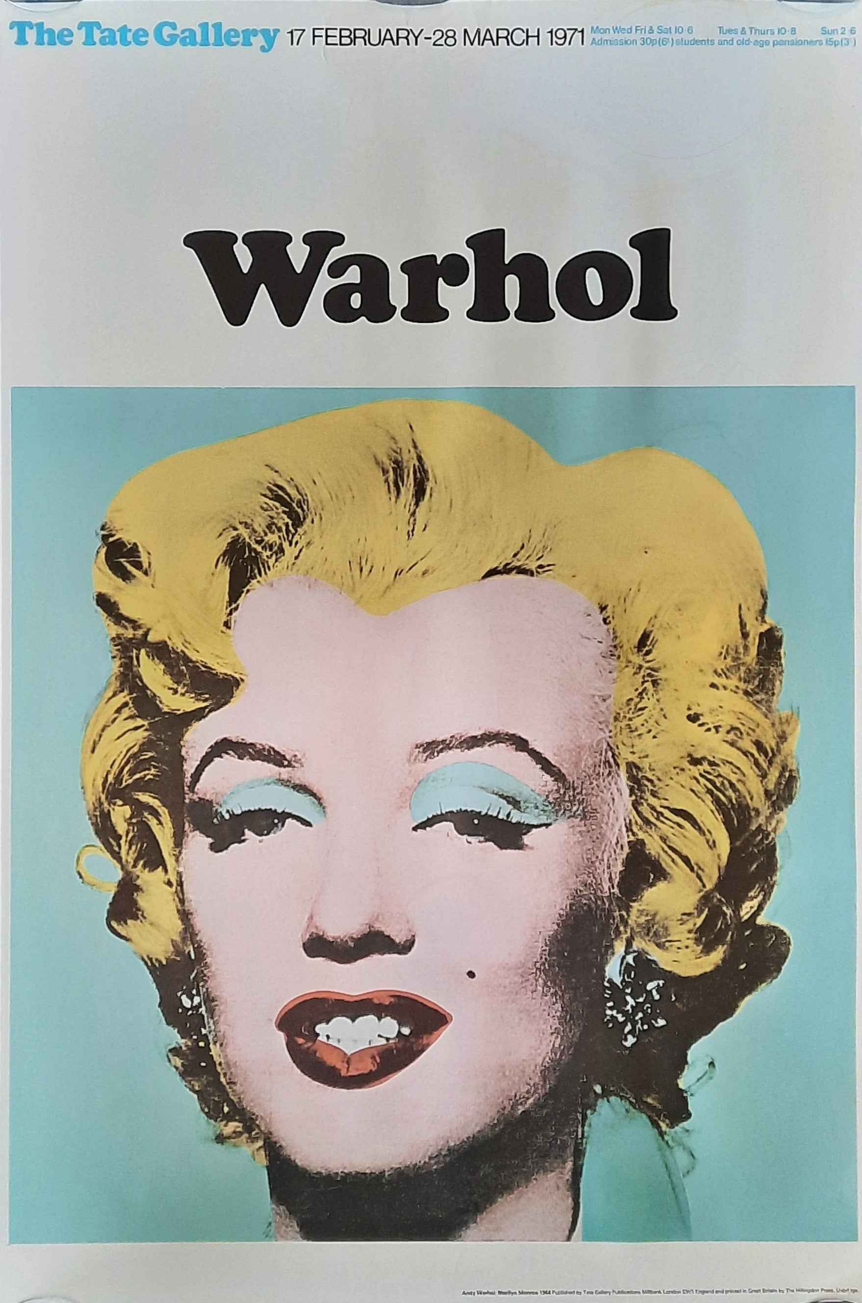 ANDY WARHOL 1971 Original Exhibition Poster - Tate Gallery London UK