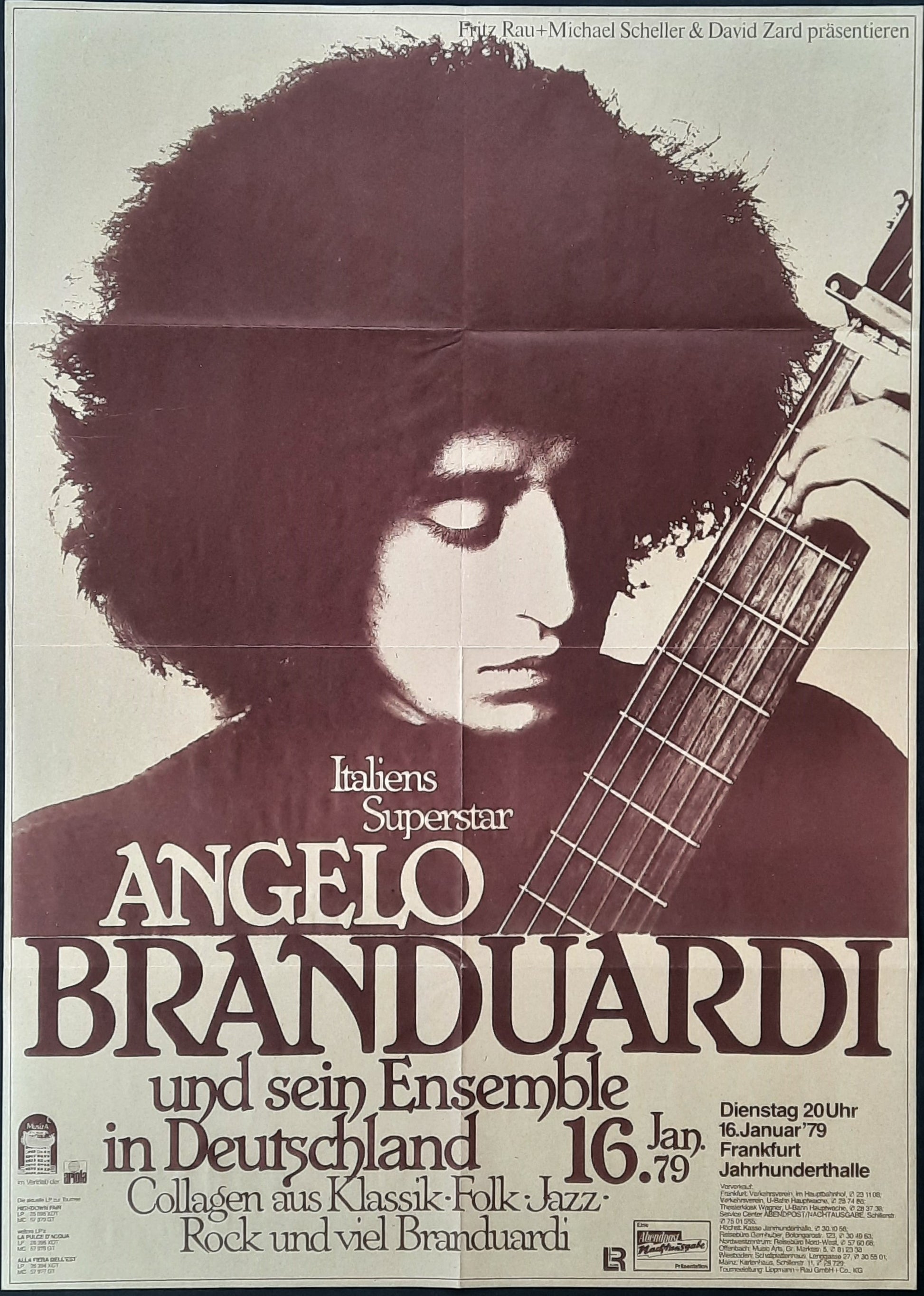 ANGELO BRANDUARDI Original Concert Poster January 16, 1979 Frankfurt Germany 1