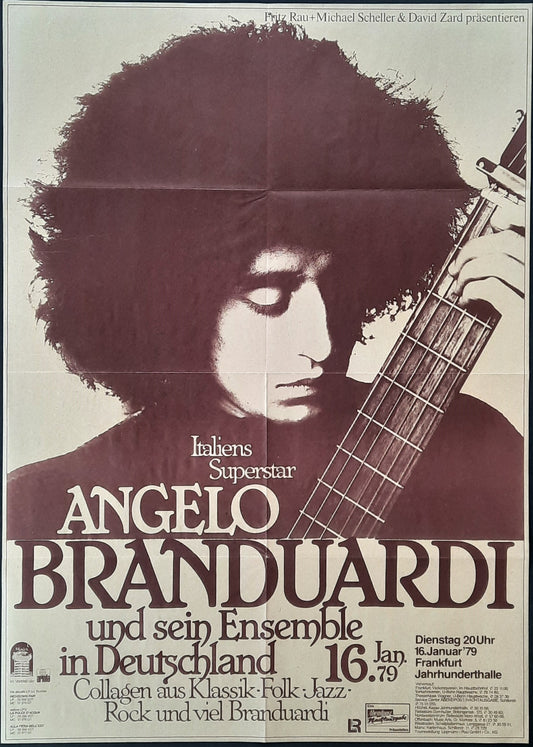 ANGELO BRANDUARDI Original Concert Poster January 16, 1979 Frankfurt Germany 1