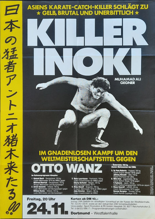 ANTONIO INOKI - OTTO WANZ Original Championship Fight Poster November 24, 1978 Dortmund Germany 1