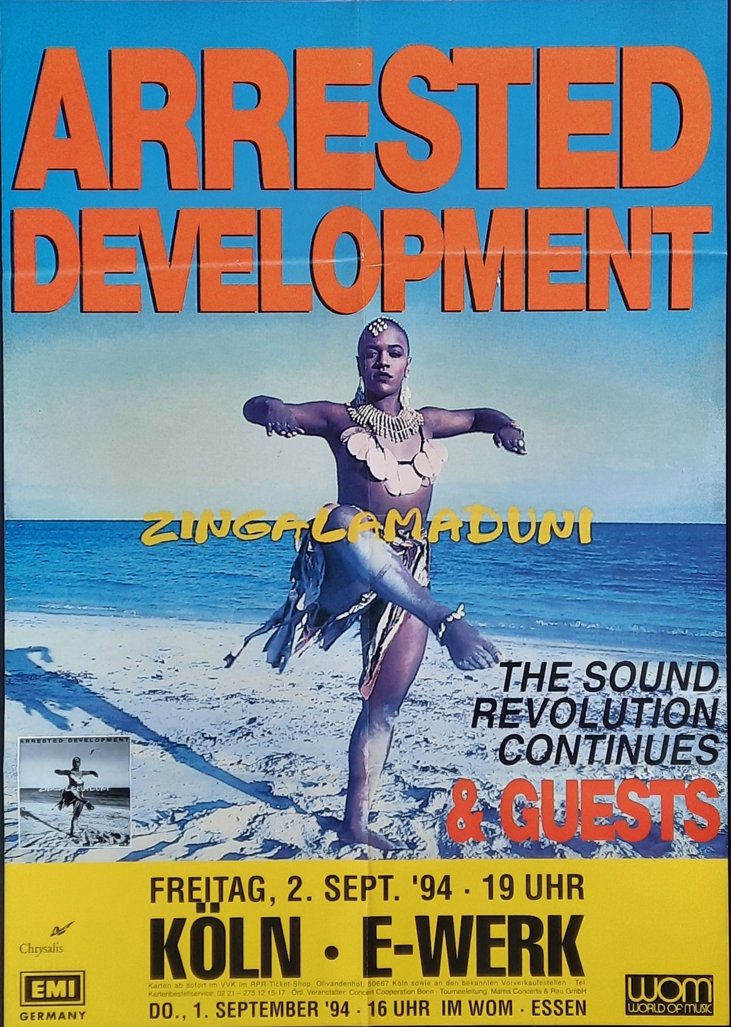 ARRESTED DEVELOPMENT Original Concert Poster September 2, 1994 Cologne Germany