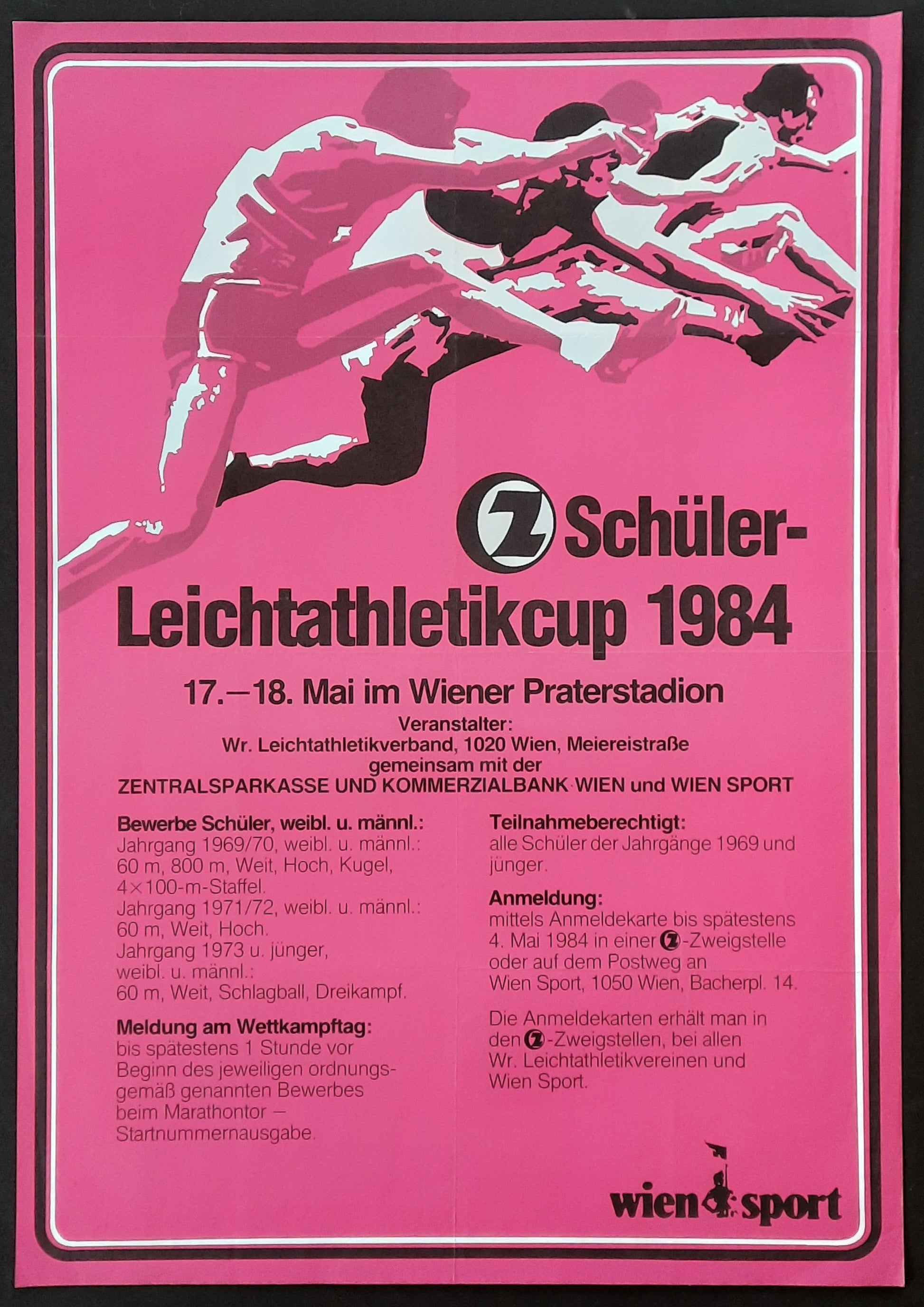 ATHLETICS MEETING Original Advertising Poster 1984 Vienna Austria 1