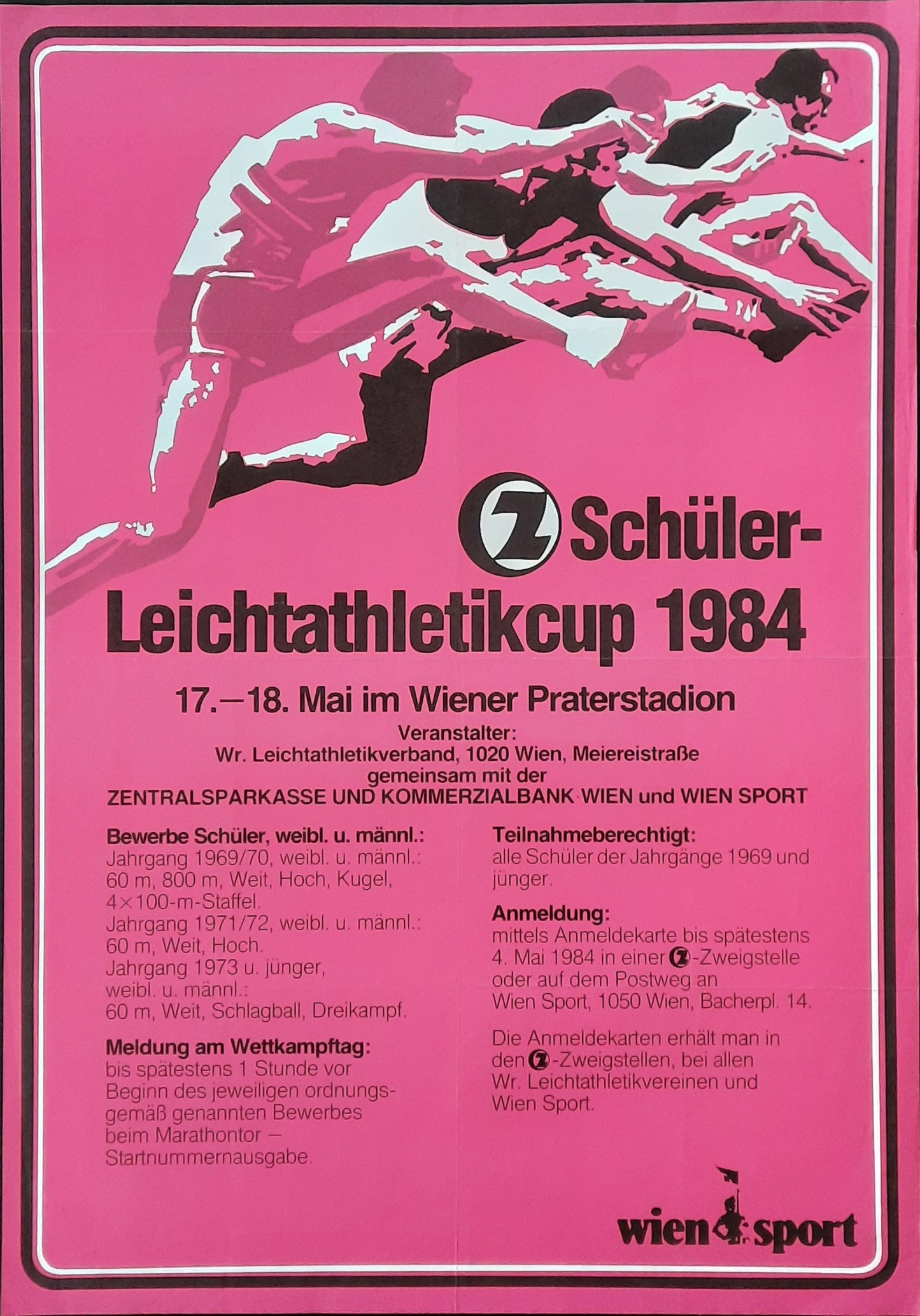 ATHLETICS MEETING Original Advertising Poster 1984 Vienna Austria 1
