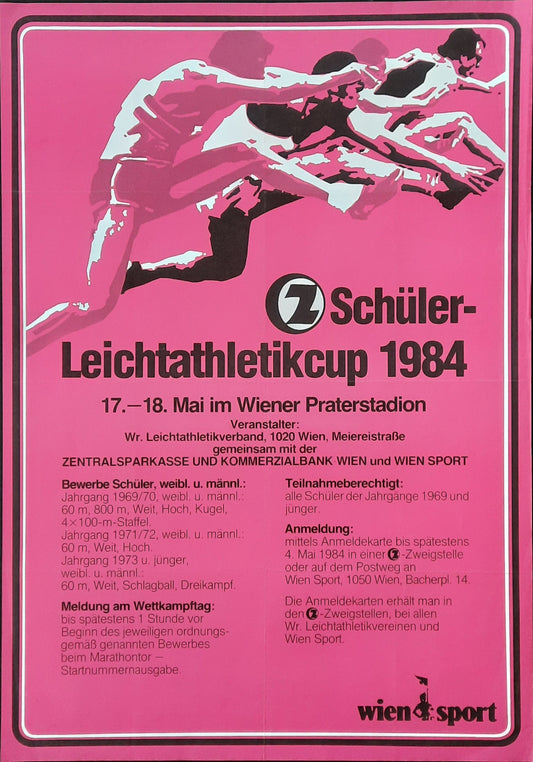 ATHLETICS MEETING Original Advertising Poster 1984 Vienna Austria 1