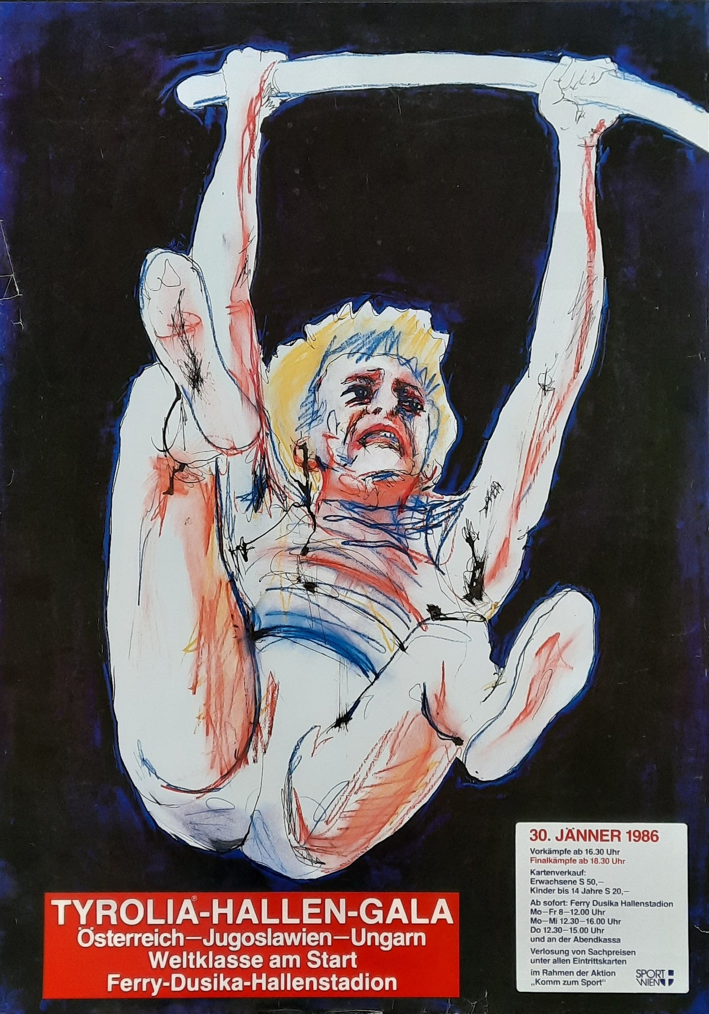 ATHLETICS MEETING Original Advertising Poster January 30, 1986 Vienna Austria 1