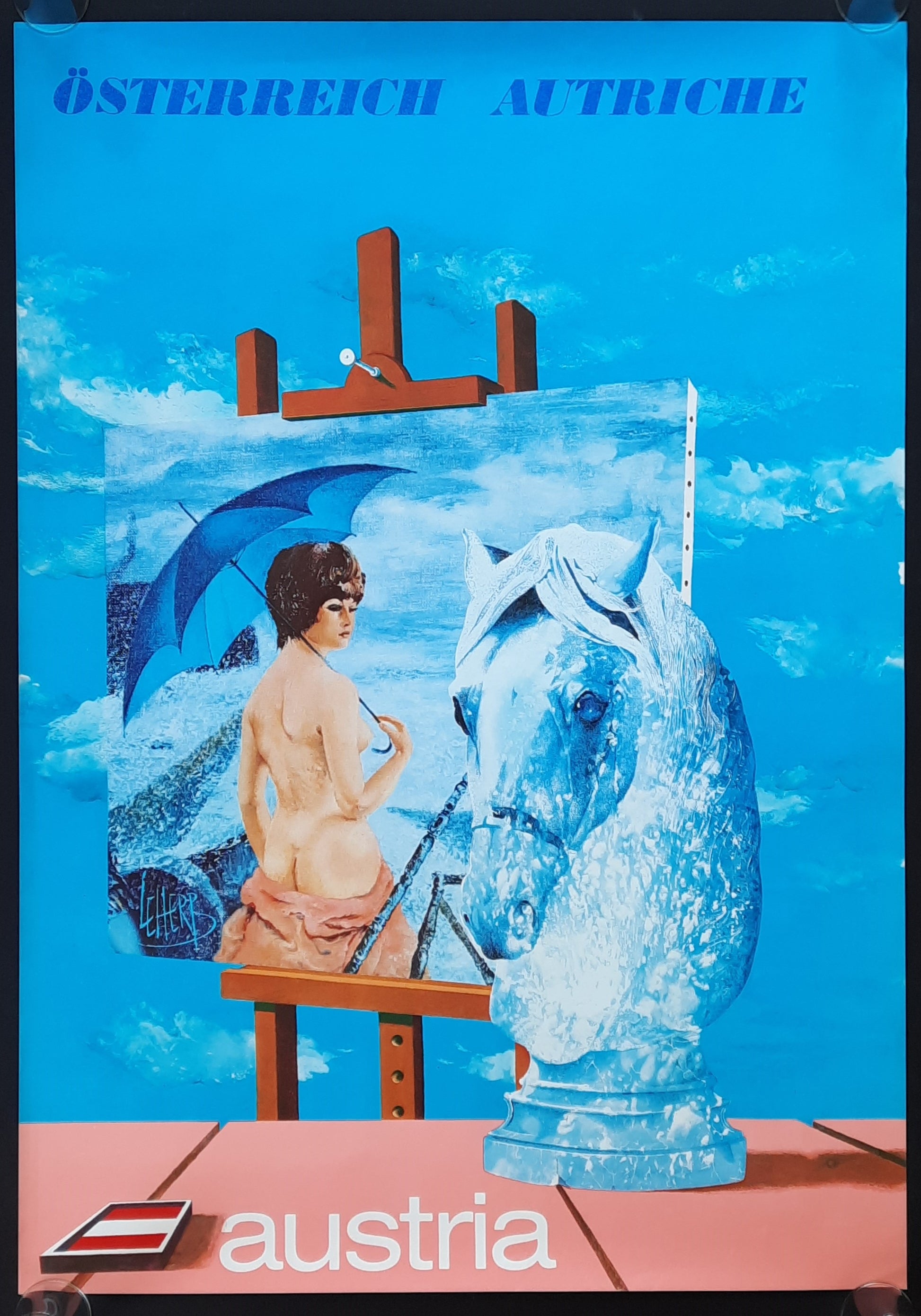 AUSTRIA Original Travel Poster 1972 by Leherb GIRL WITH LIPIZZANER 1