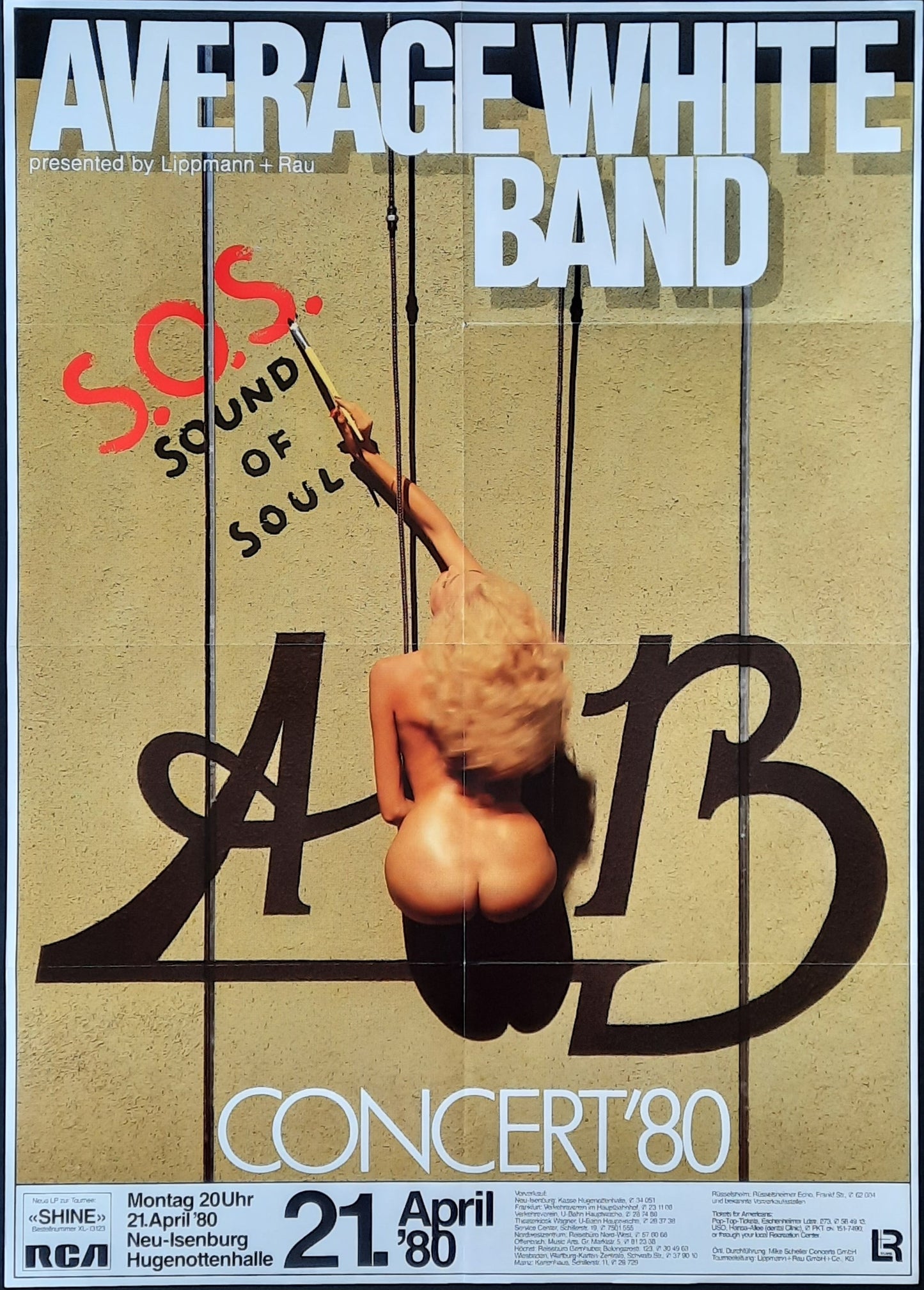 AVERAGE WHITE BAND Original Concert Poster April 21, 1980 Neu-Isenburg Germany