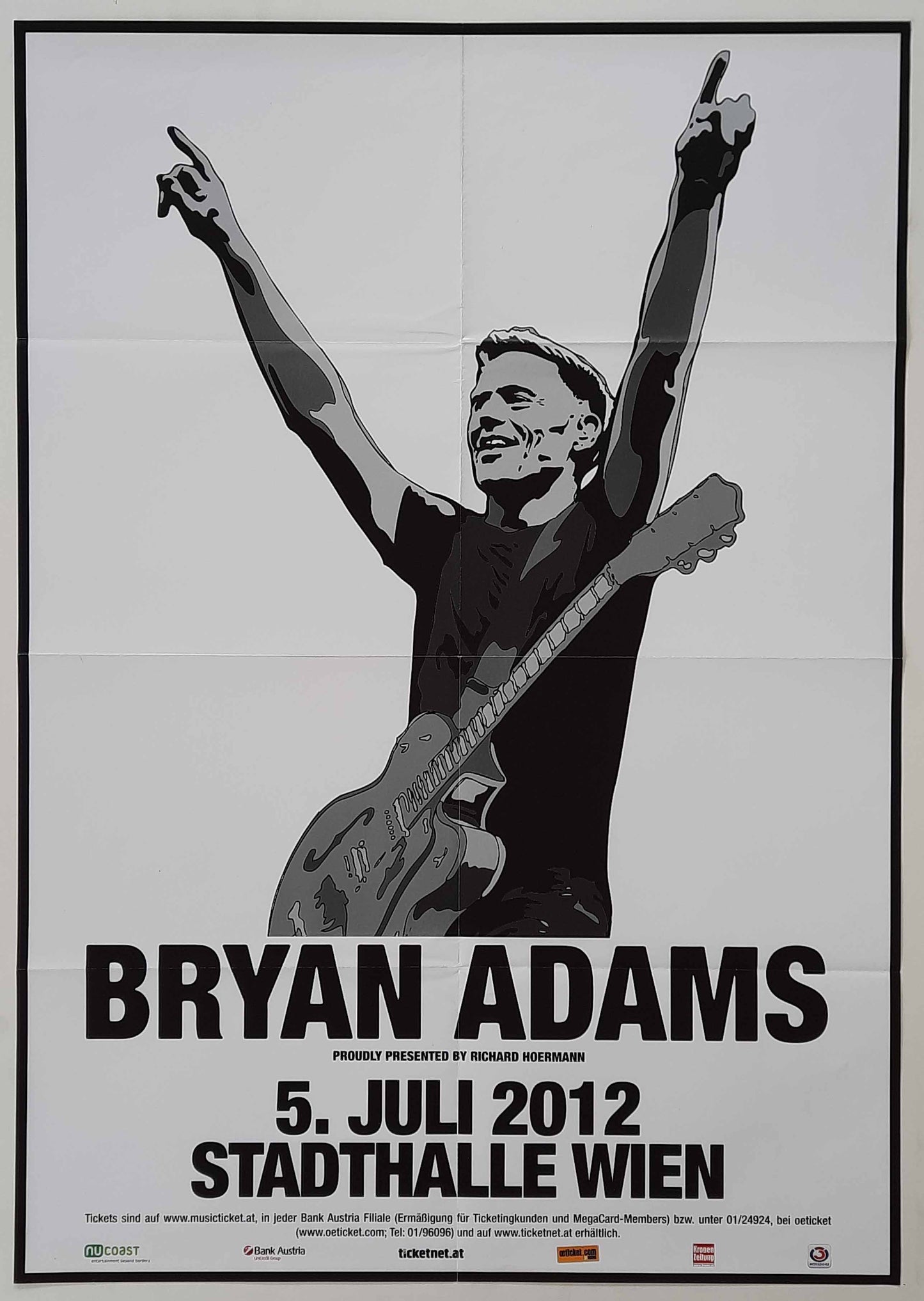 BRYAN ADAMS Original Concert Poster July 5, 2012 Vienna, Austria 1st print