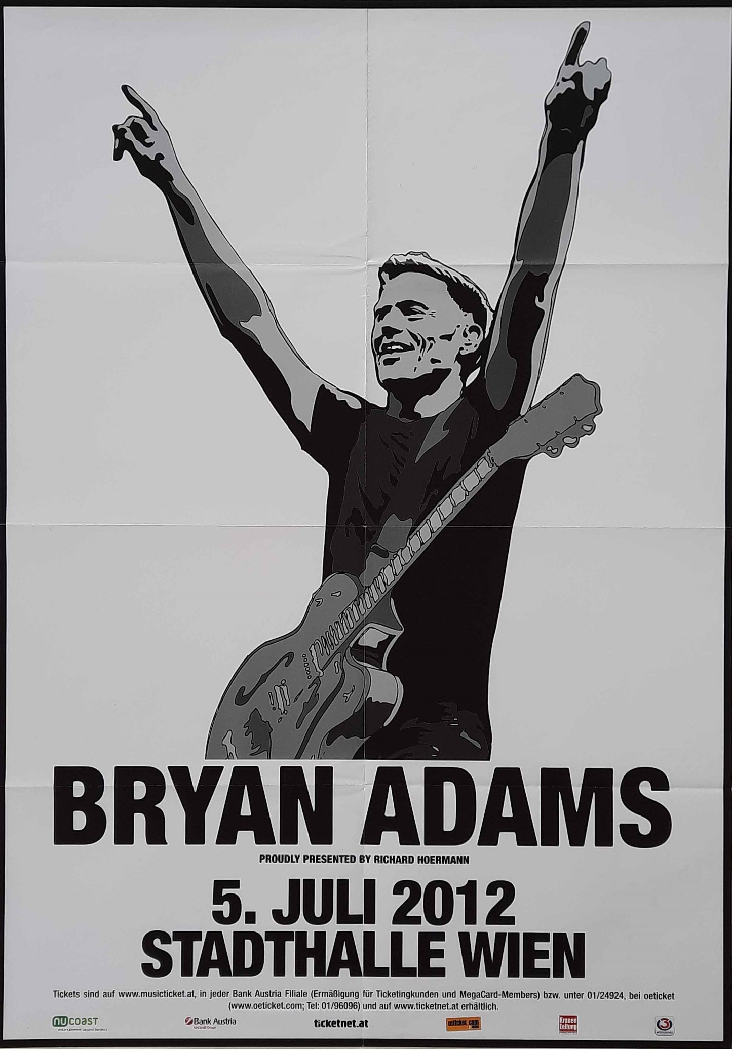 BRYAN ADAMS Original Concert Poster July 5, 2012 Vienna, Austria 1st print