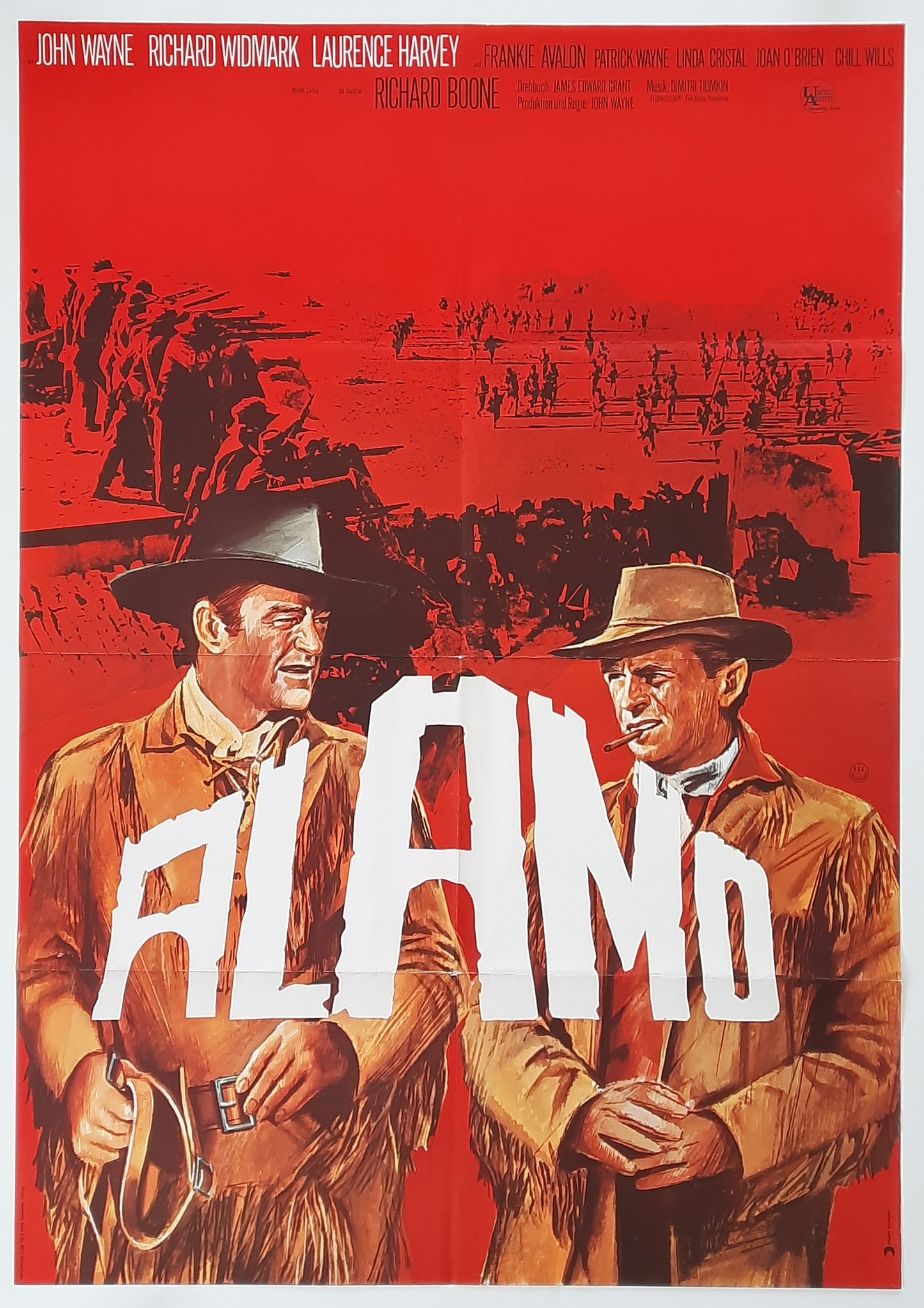 ALAMO R-1966 (1960) John Wayne Richard Widmark german 1-sheet movie poster