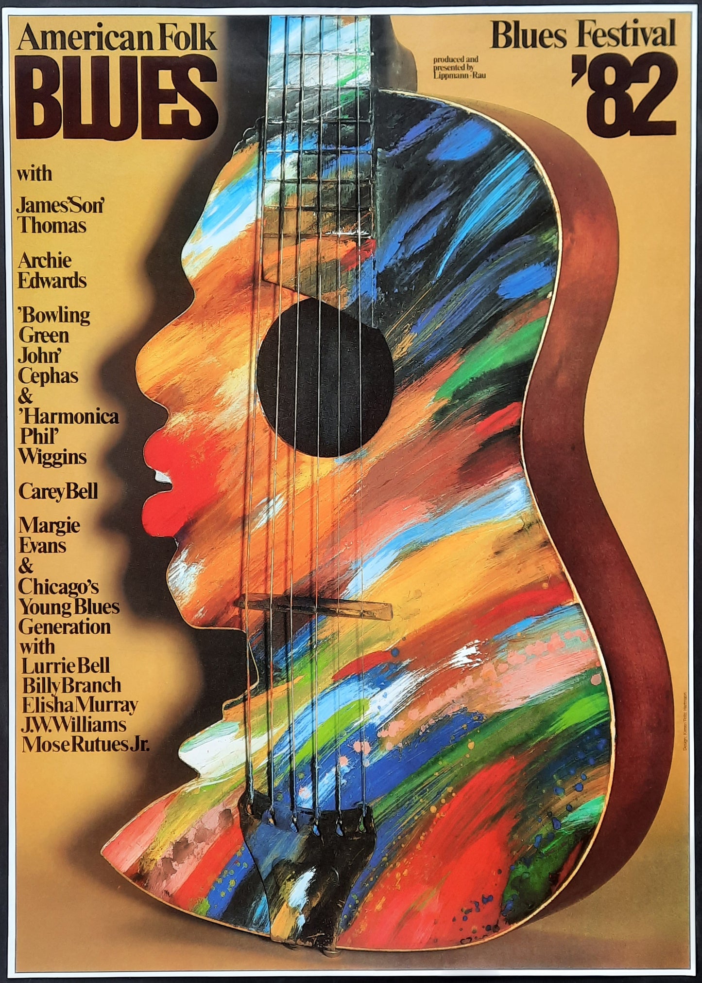 AMERICAN FOLK BLUES FESTIVAL 1982 Germany Concert Poster by Kieser ORIGINAL