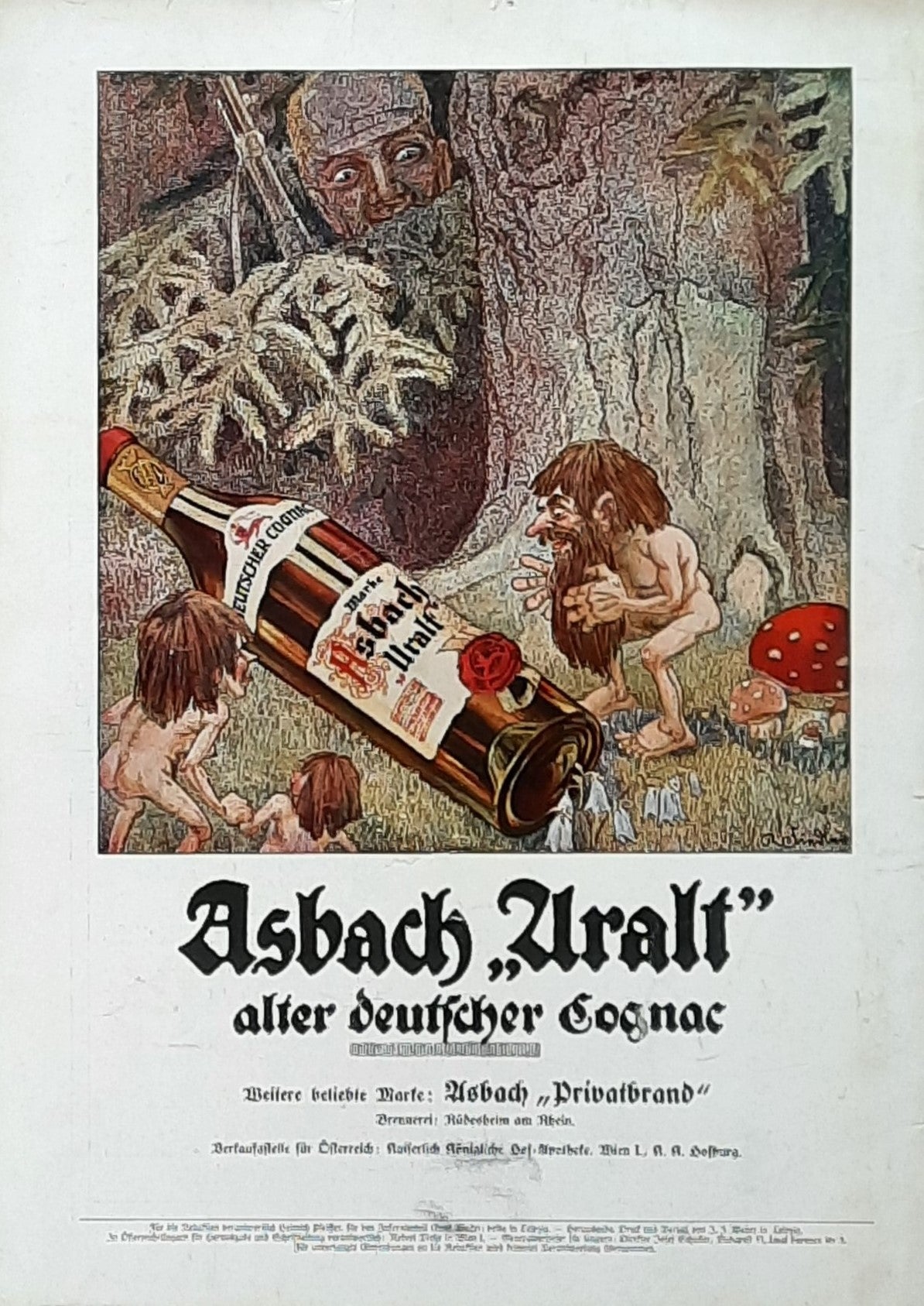 Newspaper advertisement for ASBACH URALT Cognac Germany 1915