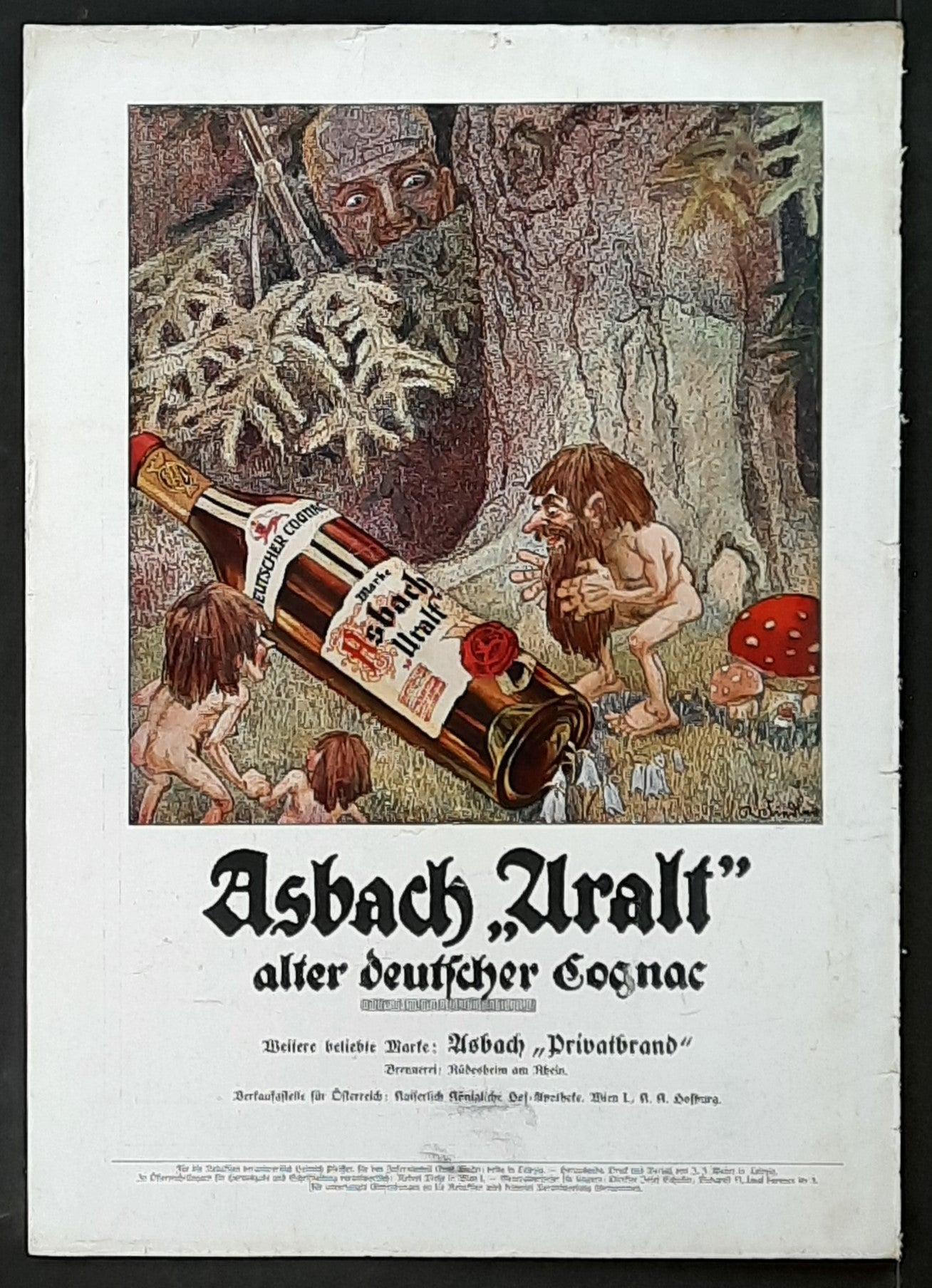 Newspaper advertisement for ASBACH URALT Cognac Germany 1915