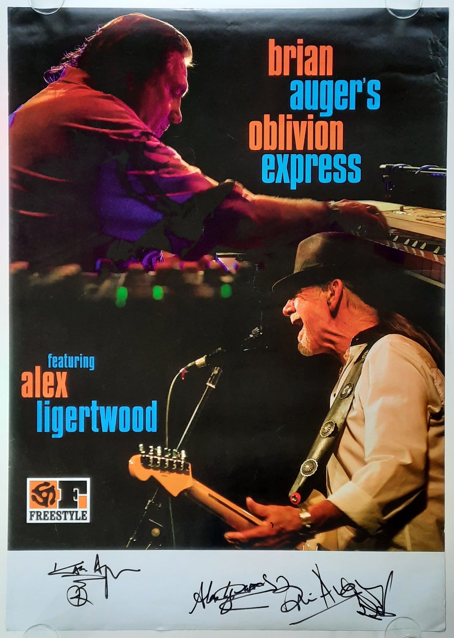 BRIAN AUGER Original Concert Poster 1995, with band signed autographs!
