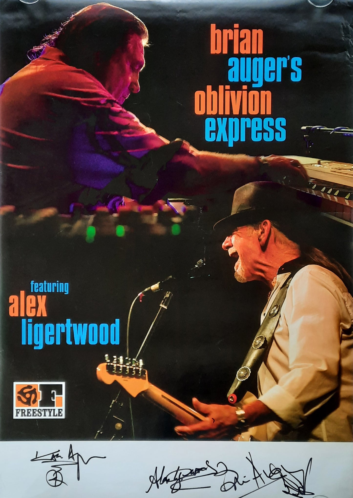 BRIAN AUGER Original Concert Poster 1995, with band signed autographs!