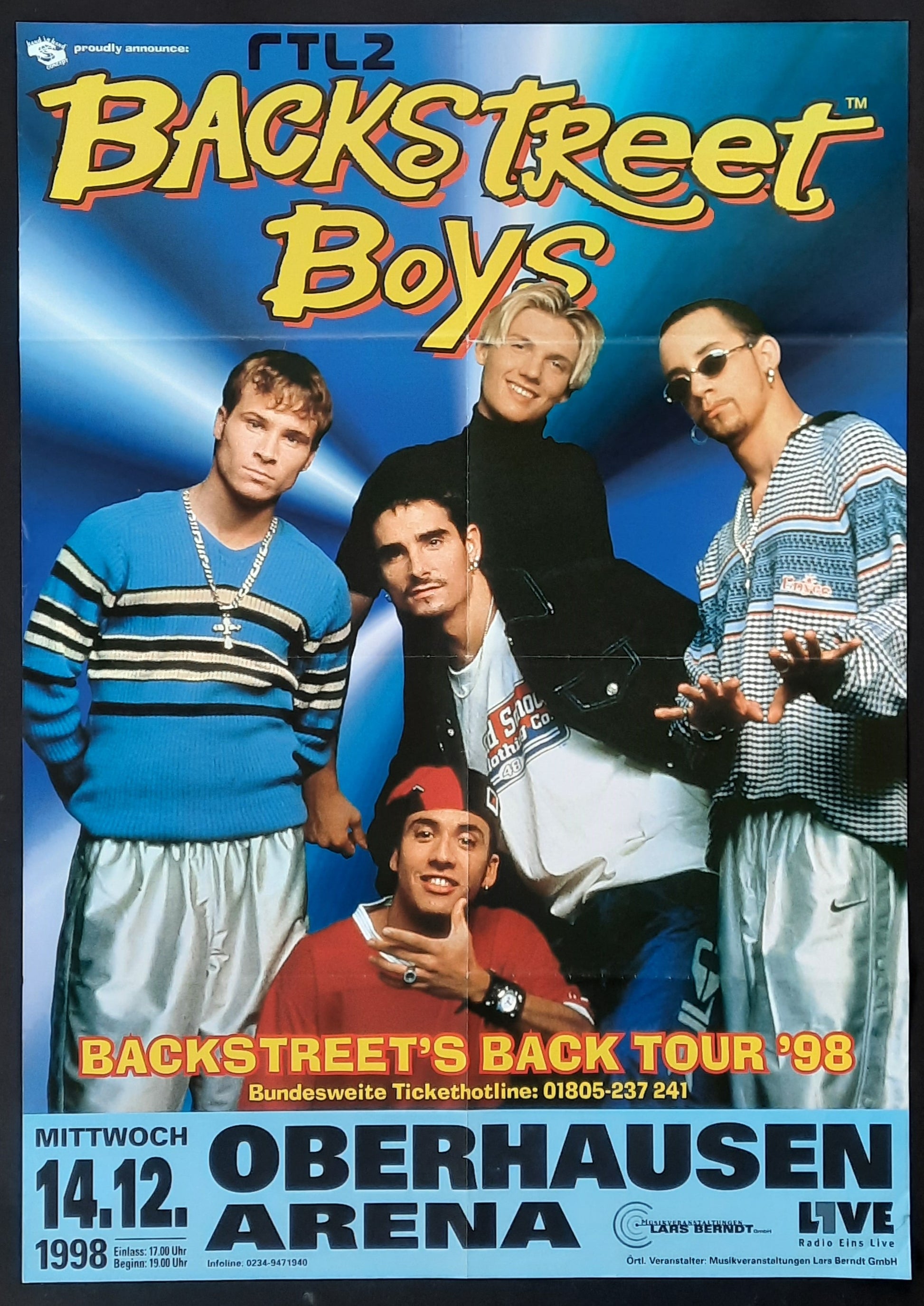 BACK STREET BOYS Original Concert Poster December 14, 1998 Oberhausen Germany 1