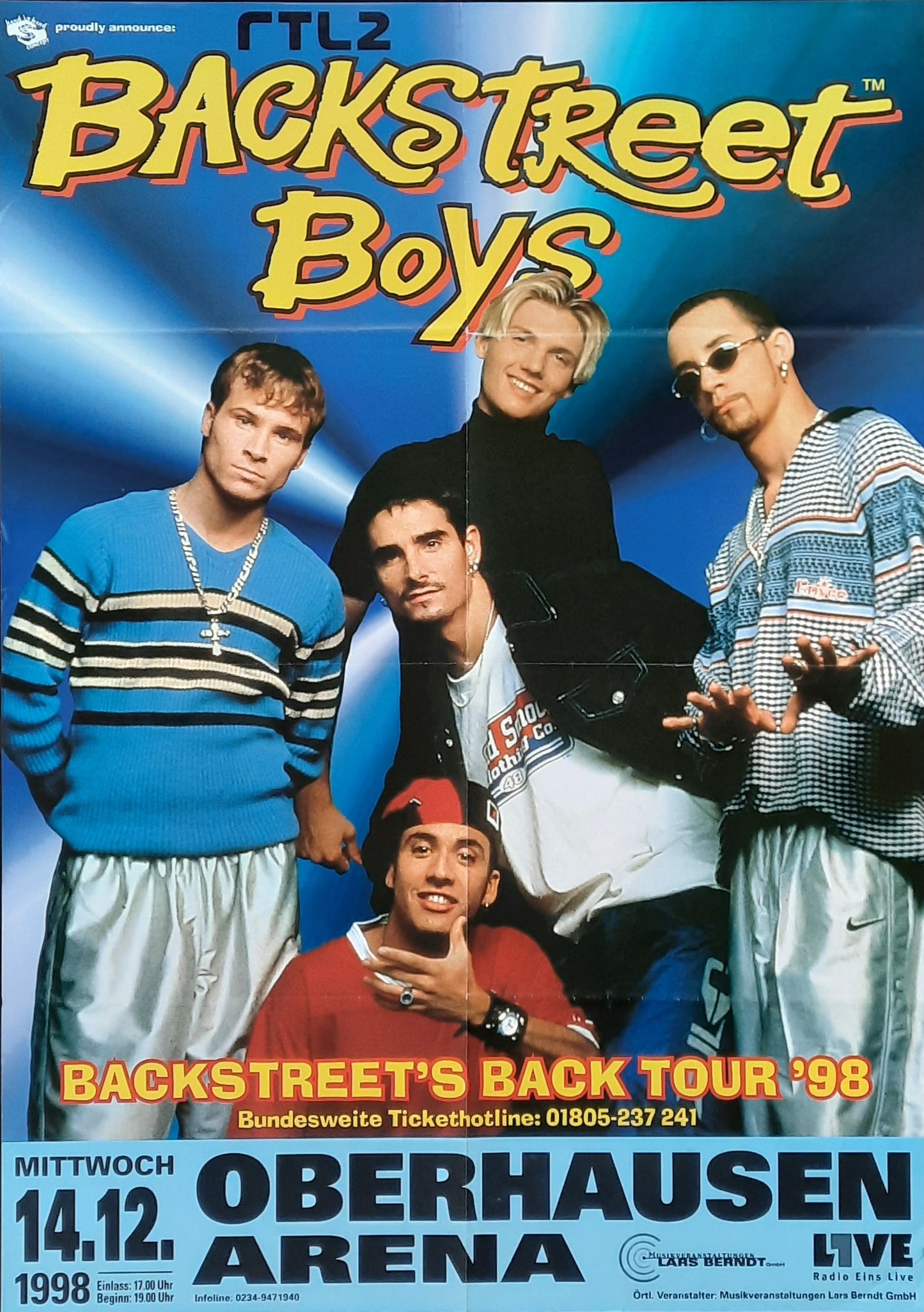 BACK STREET BOYS Original Concert Poster December 14, 1998 Oberhausen Germany 1