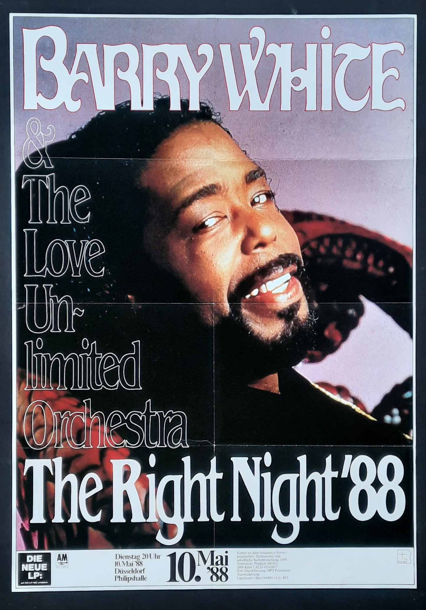 BARRY WHITE Original Concert Poster May  10, 1988 Düsseldorf Germany