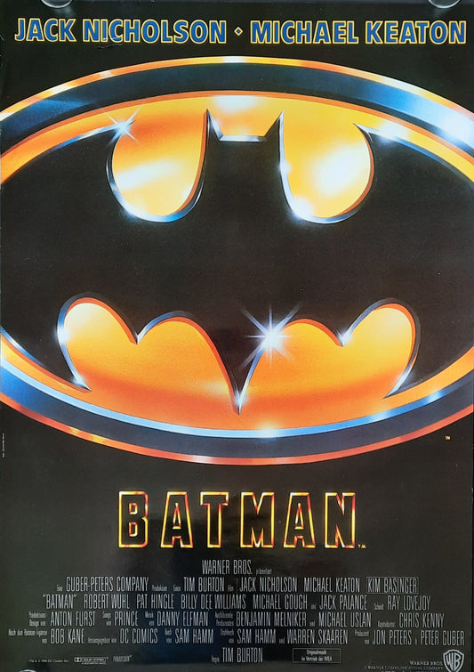 BATMAN 1989 Michael Keaton Jack Nicholson German 1-Sheet Movie Poster ROLLED