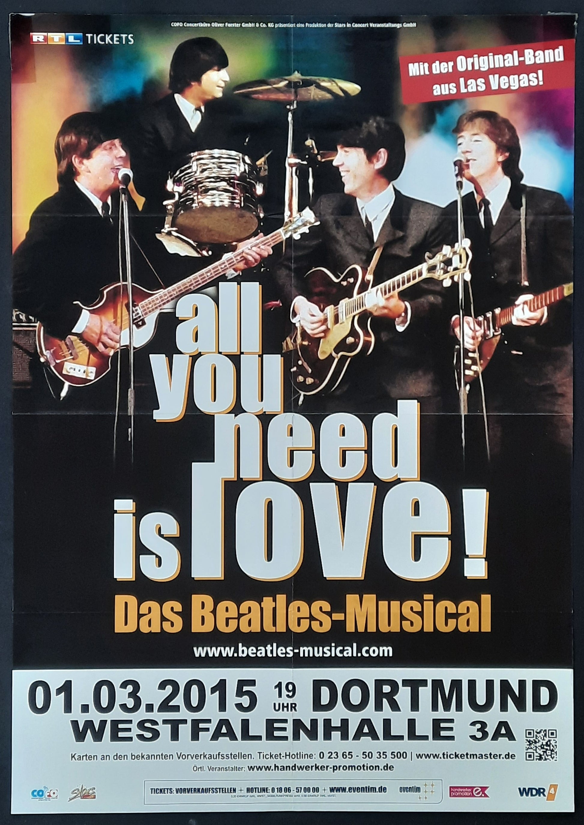 BEATLES - MUSICAL 2015 Original Show Poster - March 01 Dortmund Germany